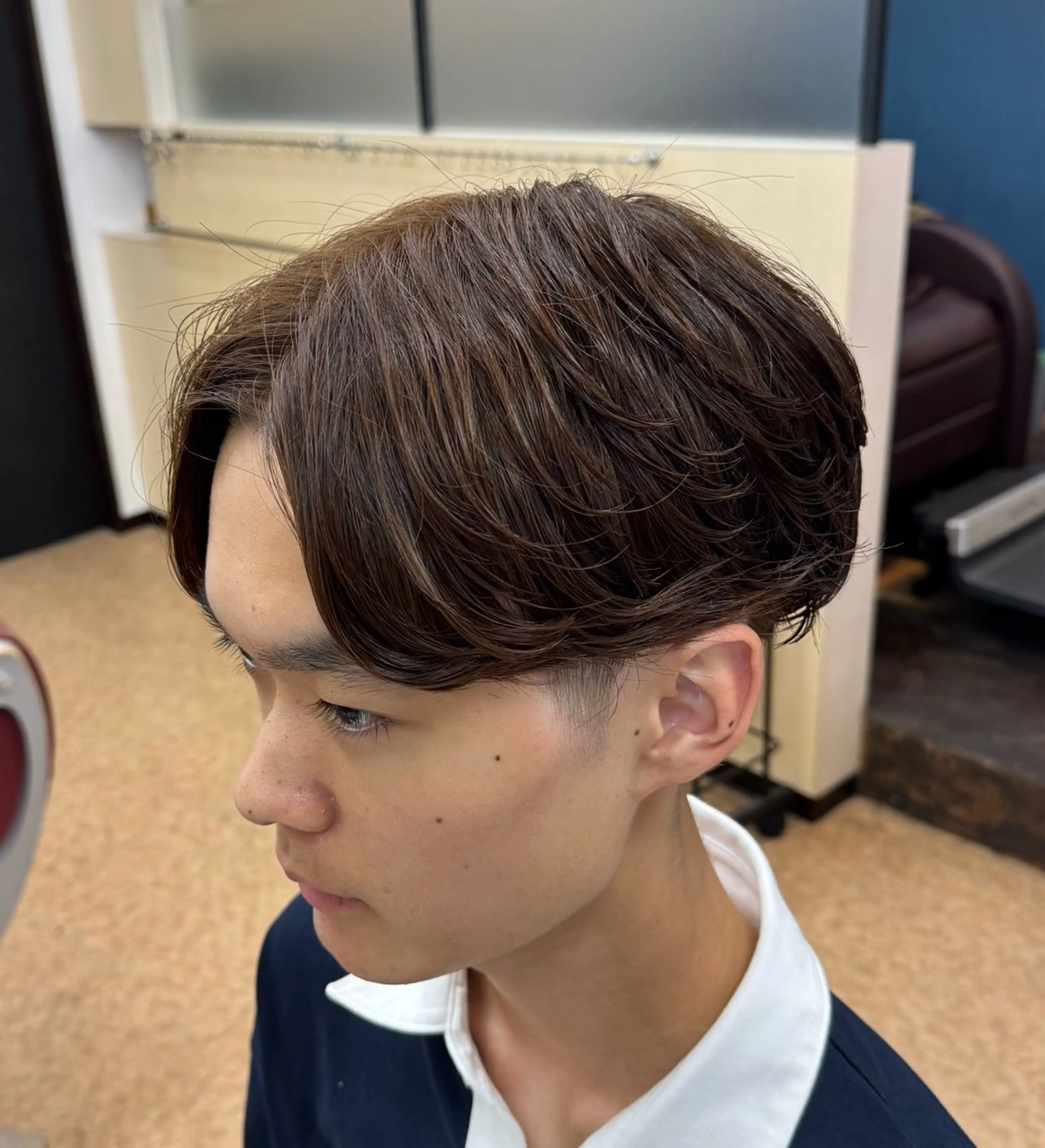 ミディアム メンズ カット パーマ 大石 雄生のヘアスタイル