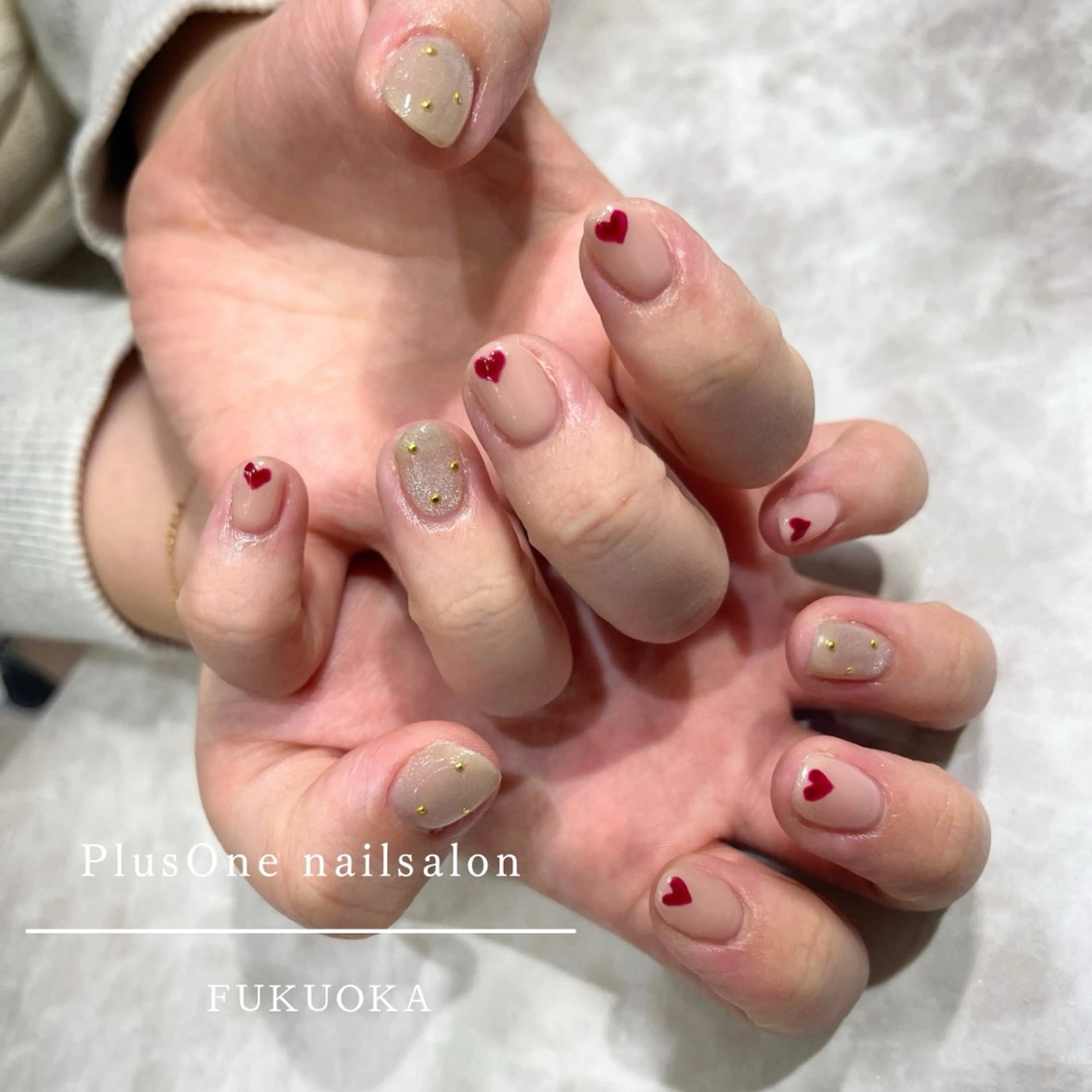 ネイル アートネイル ジェルネイル ハート 韓国ネイル ハンドネイル PlusOnenailsalon所属・粕屋ネイル＆耳つぼ 🫧Natsumiのネイルデザイン