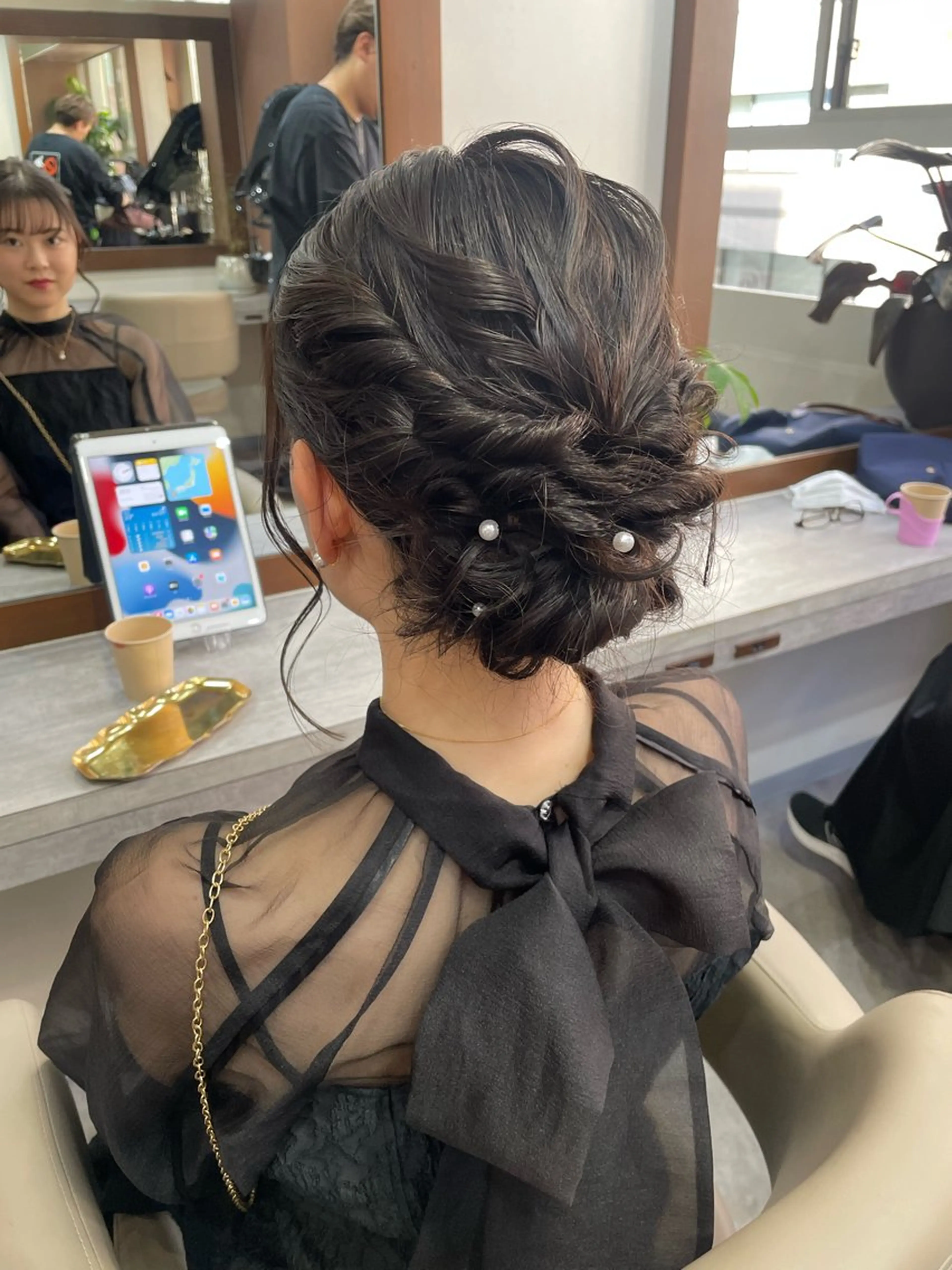 ロング ヘアアレンジ ヘアセット 韓国風パーマ/耳つぼ ヘアセット/みづきのヘアスタイル