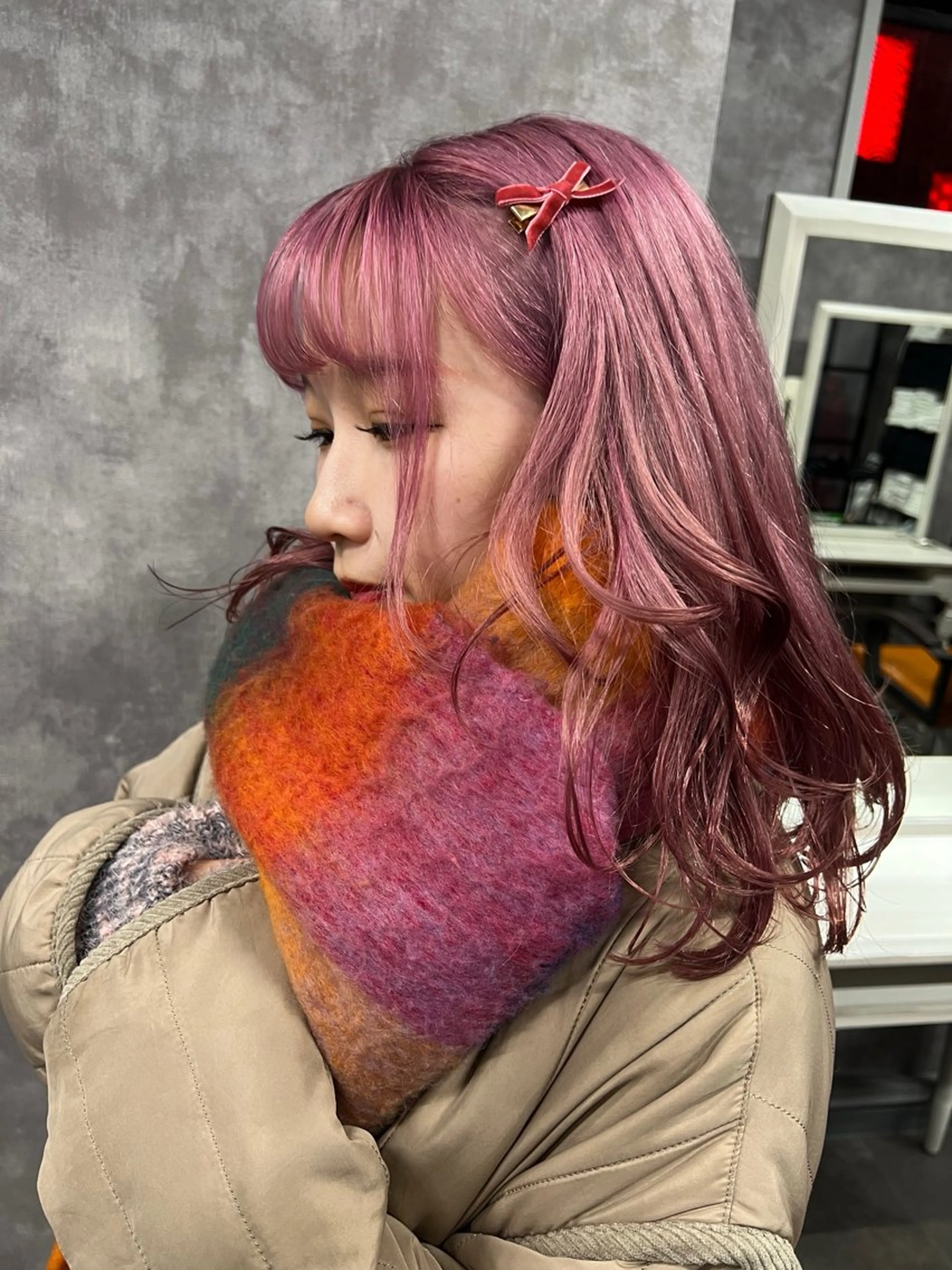 ミディアム カラー ヘアカラー トリートメント 色落ち可愛い艶ハイト ーン🧊AZUKIのヘアスタイル