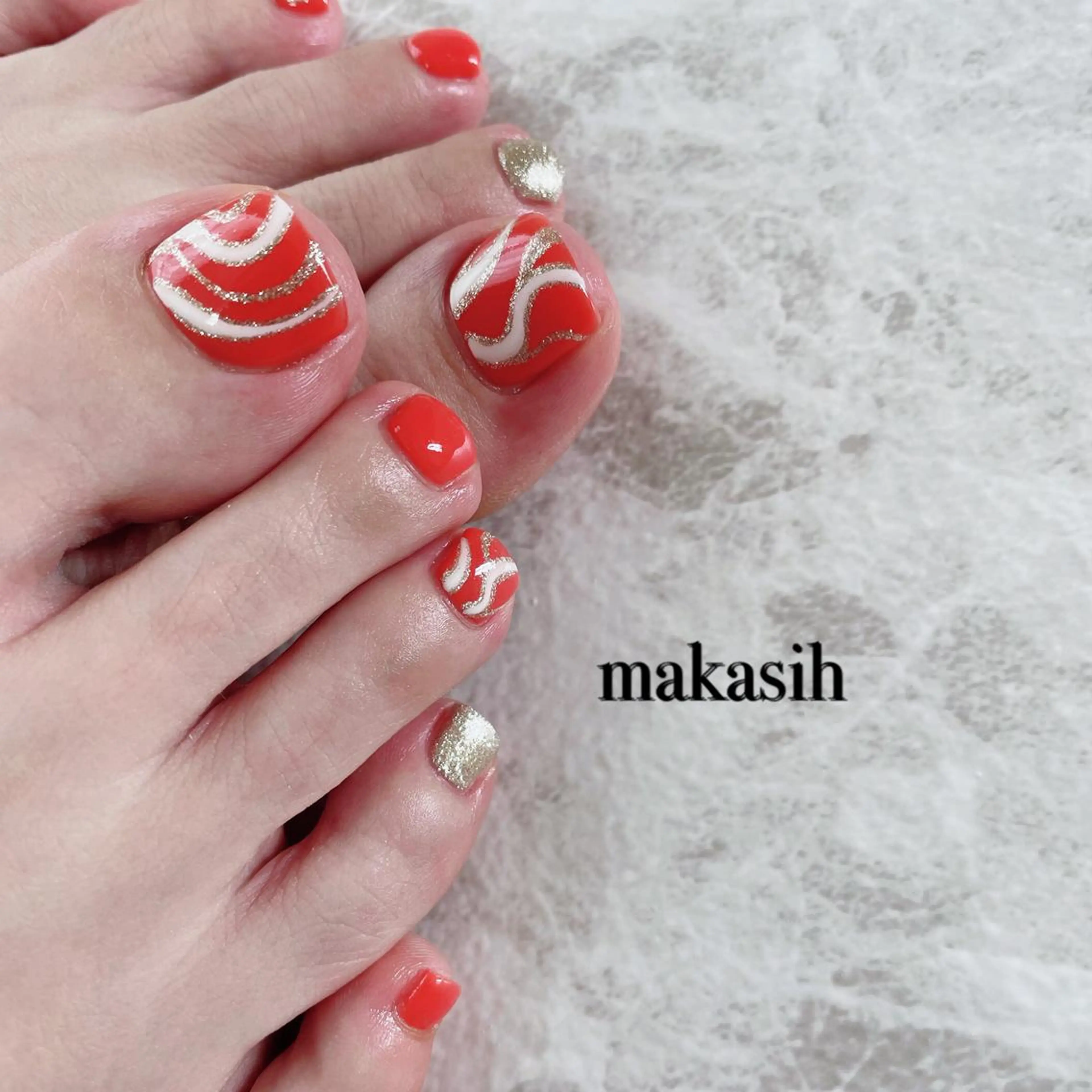 ネイル フットネイル オレンジ 夏ネイル 濱田 美菜子のエステ・リラクイメージ