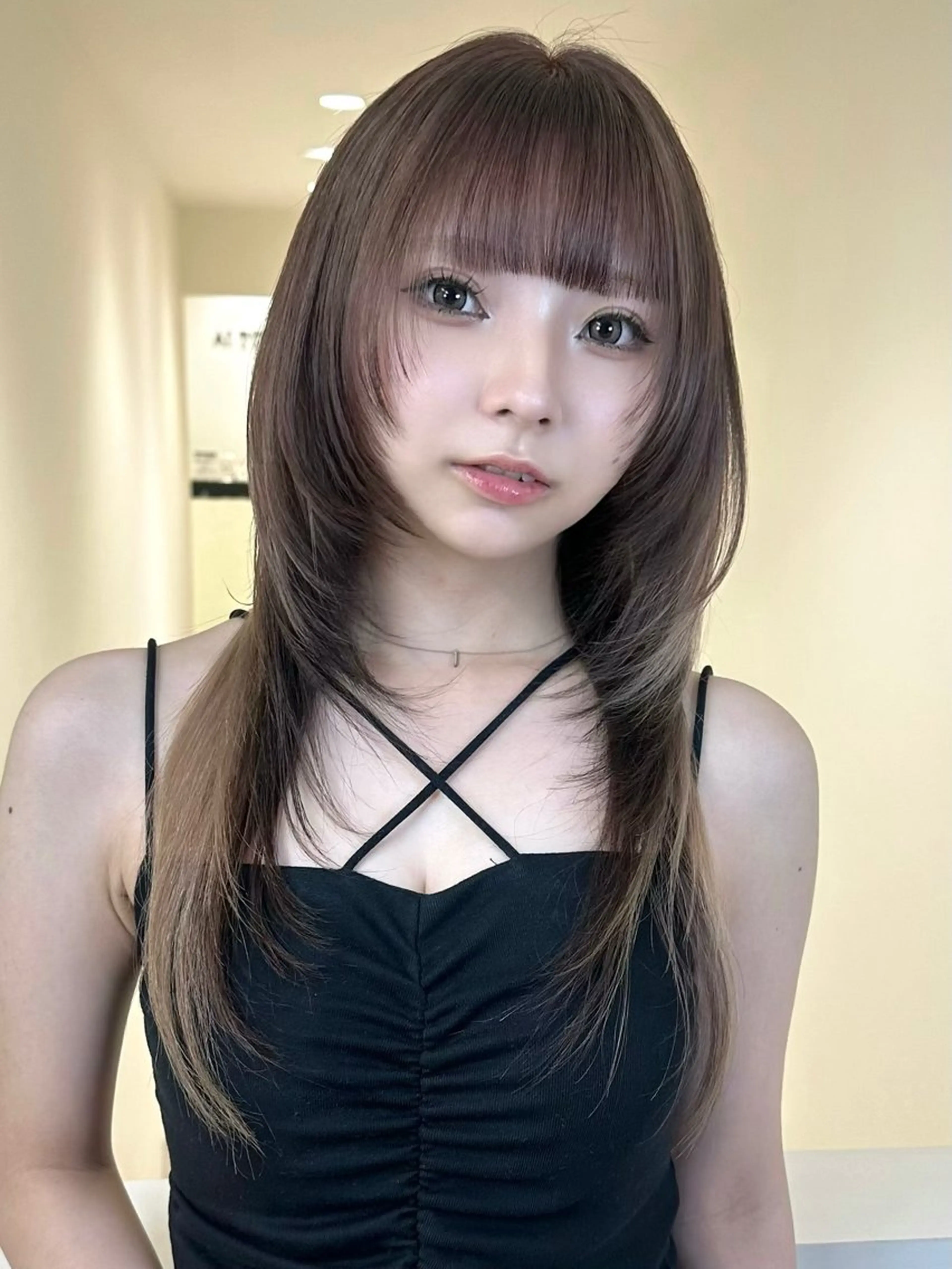 ロング ハッシュカット 韓国風ヘア カット ヘアカラー 平成ギャル×韓国 mix💖MIKUのヘアスタイル