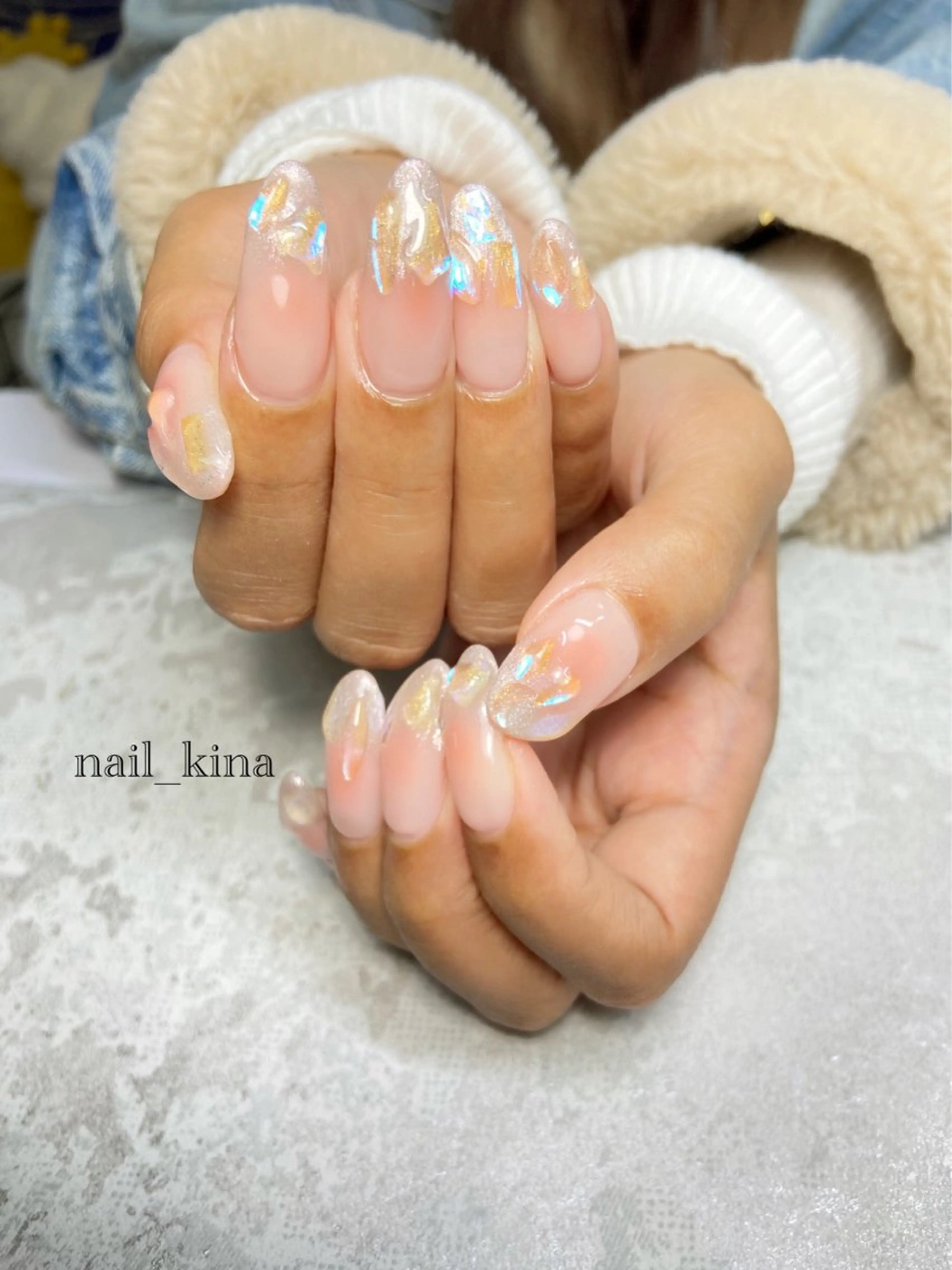 ネイル 氷ネイル・うるうるネイル ワンホンネイル nail_ kinaのネイルデザイン