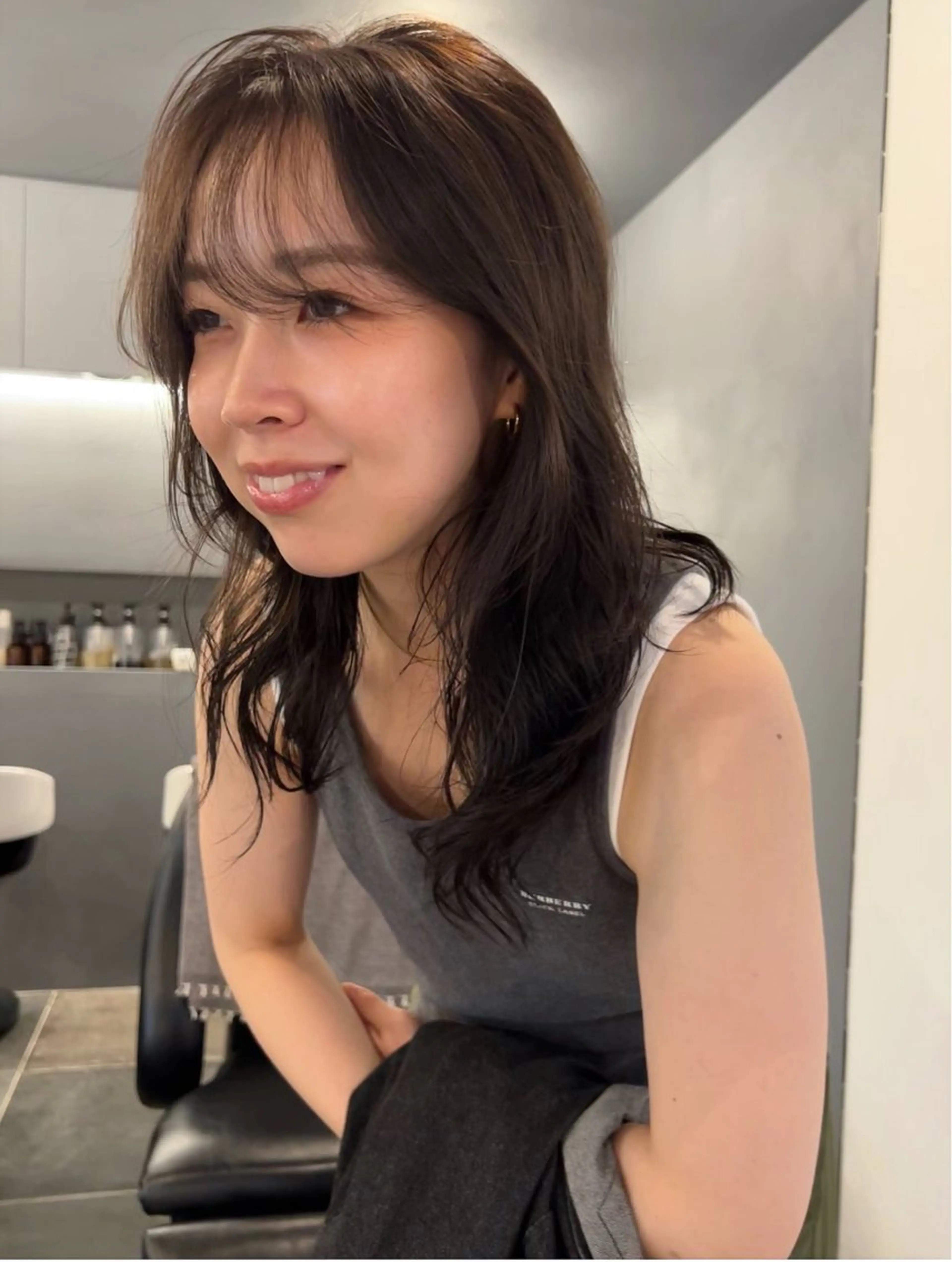 セミロング カラー カット ヘアカラー 三谷 はるなのヘアスタイル