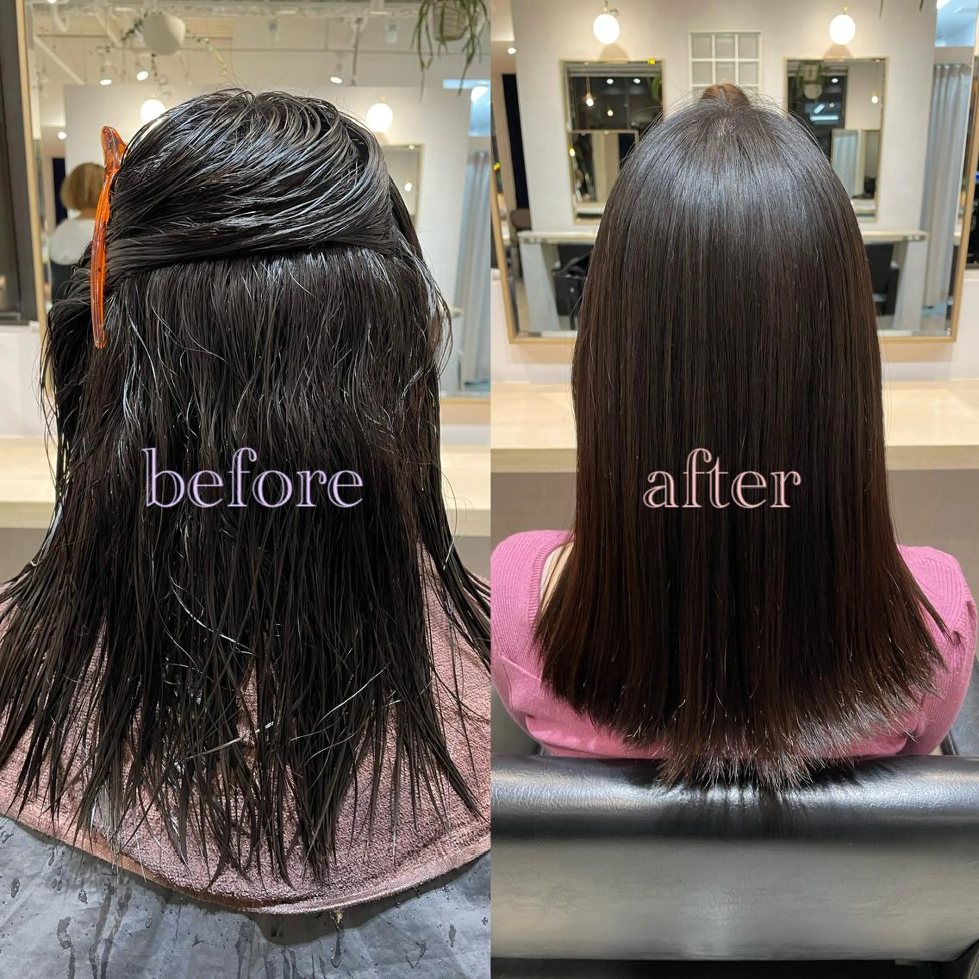 セミロング セミロングパーマ 縮毛矯正 縮毛矯正 石川 優奈のヘアスタイル