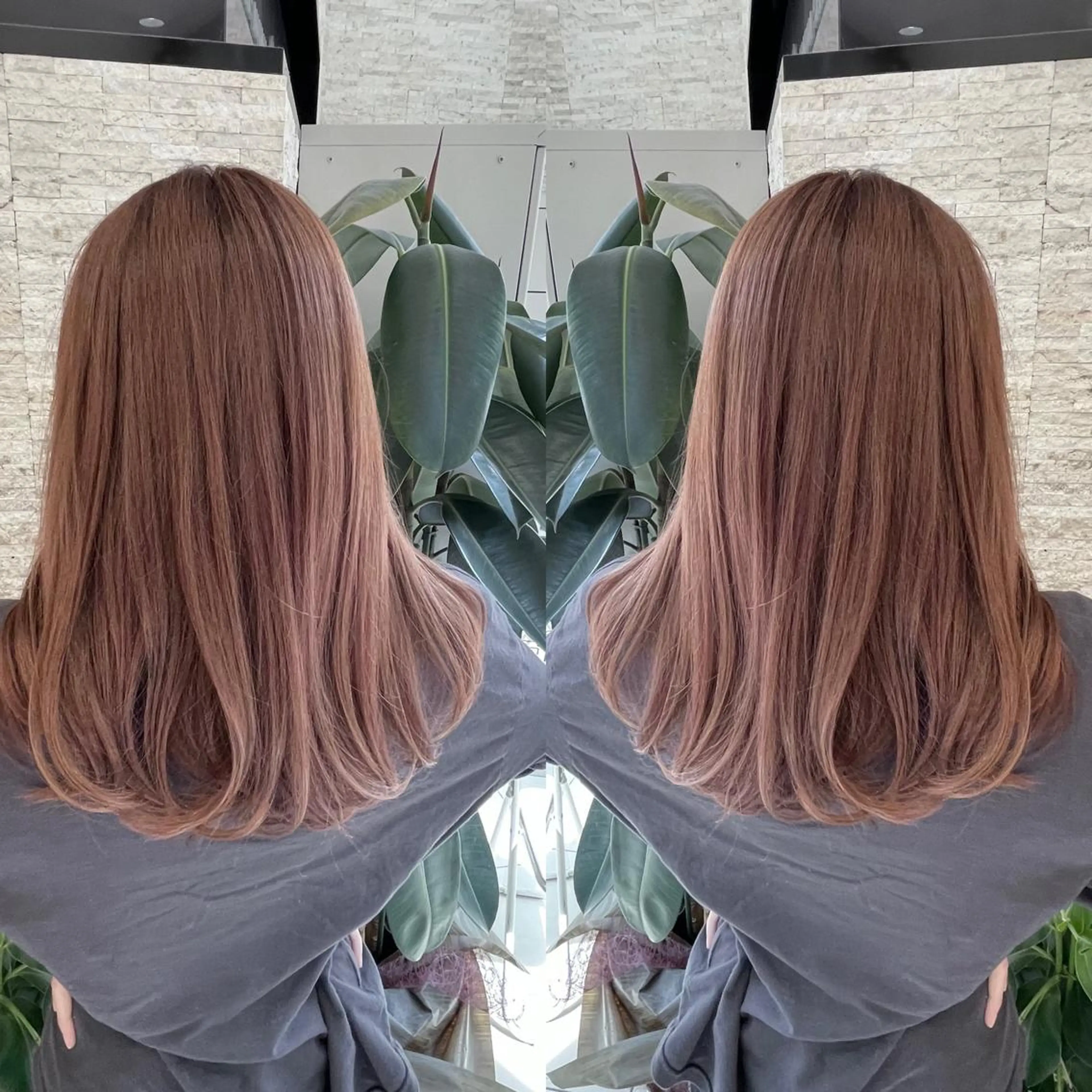 セミロング カット ヘアカラー Y Uのヘアスタイル