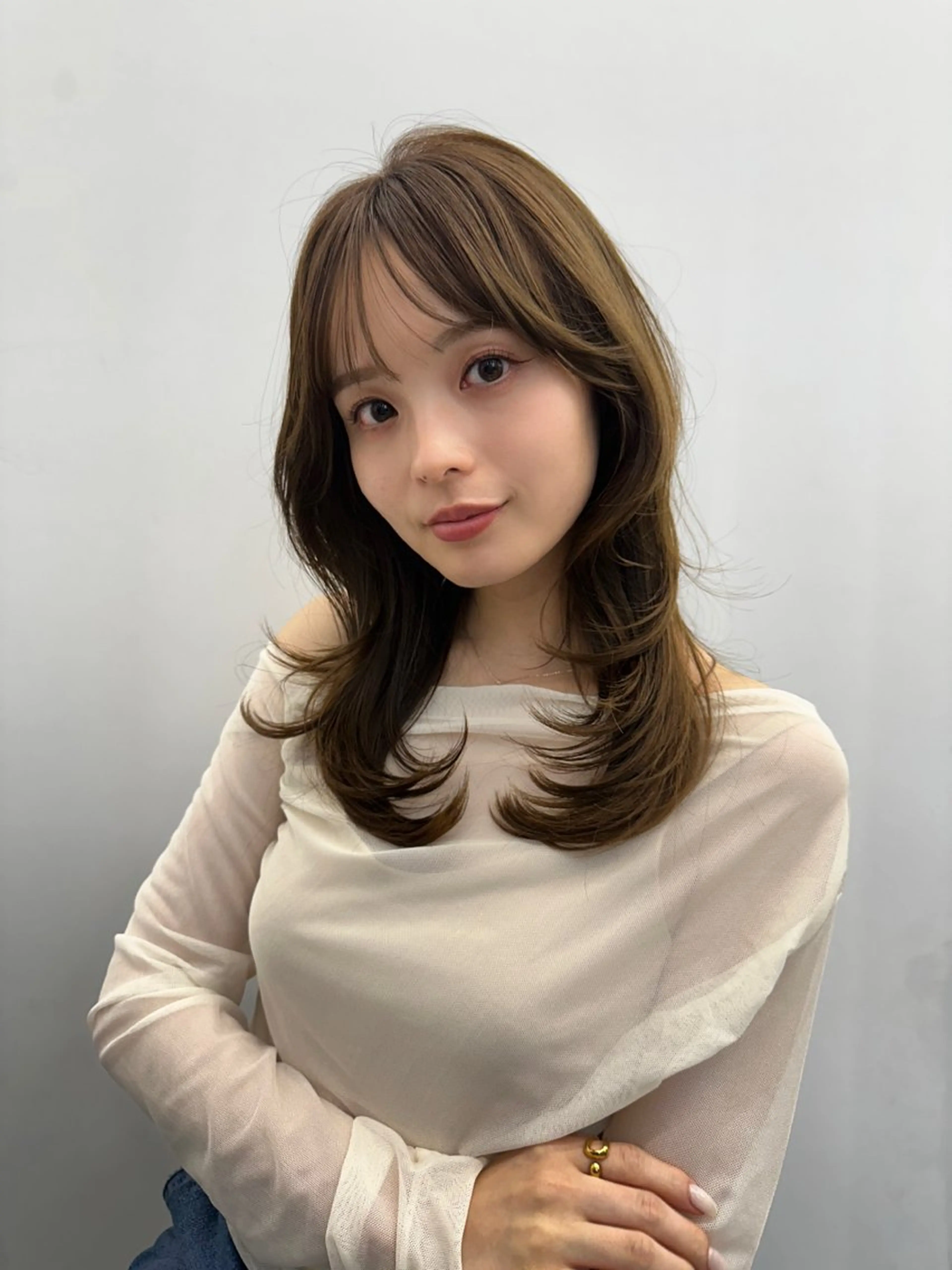 ミディアム 顔まわりカット/艶髪 カラー✨けいとのヘアスタイル