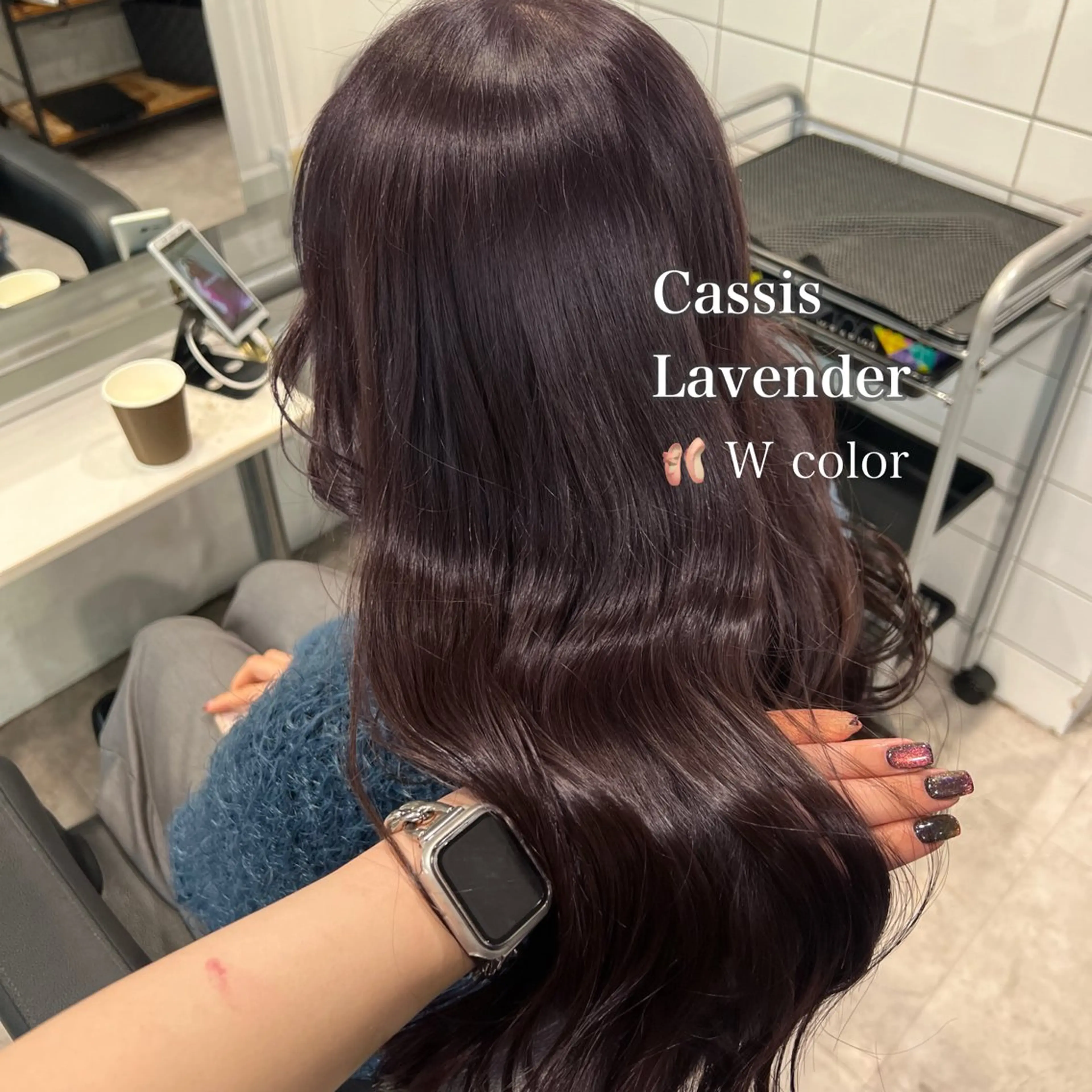 ロング カラー ヘアカラー 暗髪🩶ラベンダー/ ブルー/ユウナ🤍のヘアスタイル