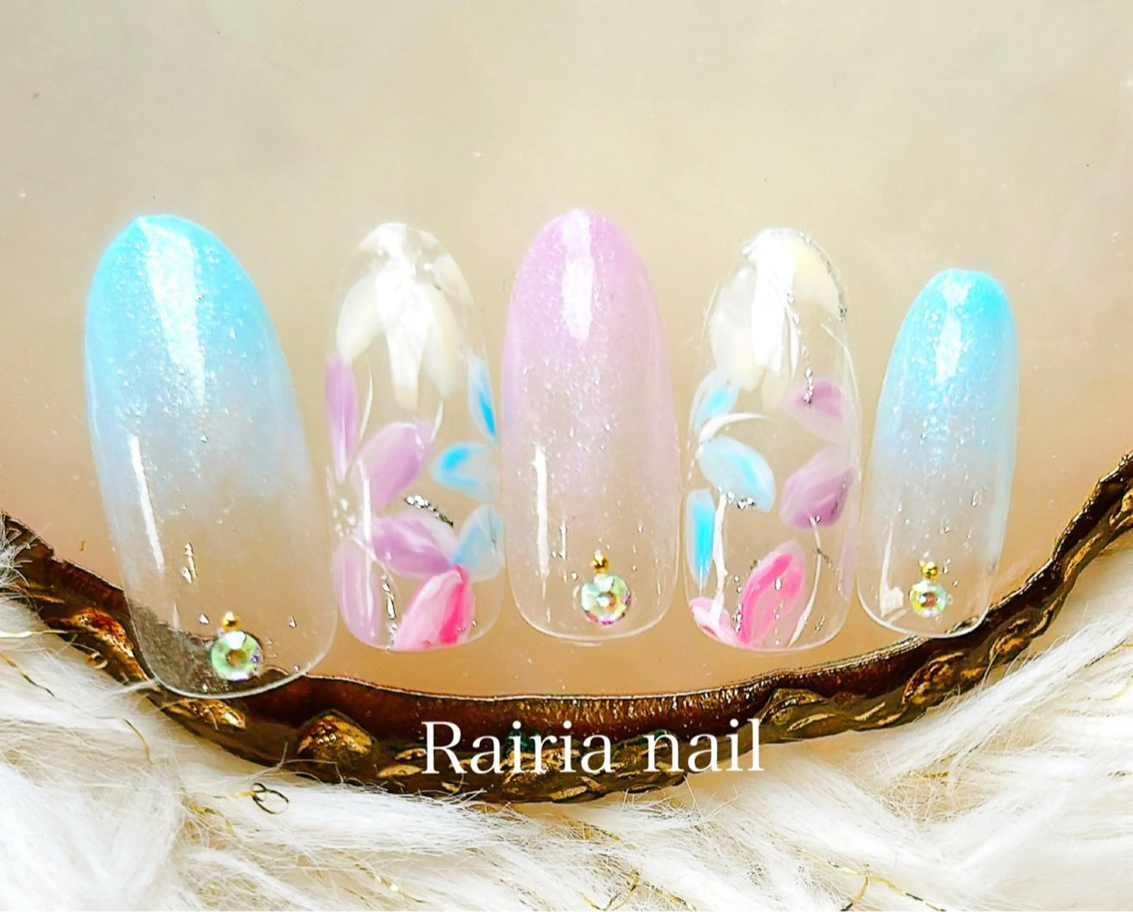 ネイル アートネイル ジェルネイル 持ち込み ニュアンスネイル パラジェル Rairia nail本八幡店のネイルデザイン