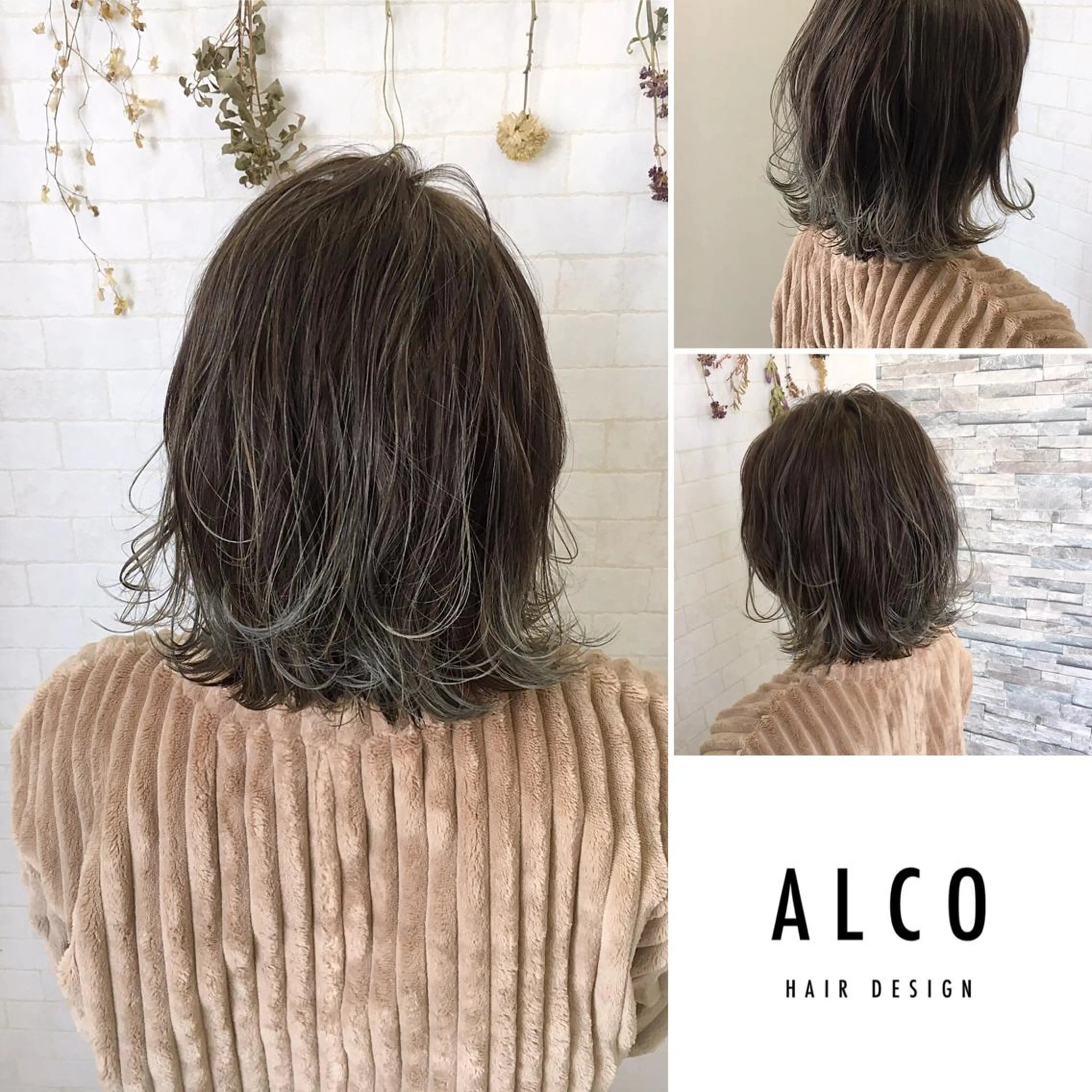 ミディアム カラー グラデーションカラー ハイライトカラー ハイライト ワタイショウタ 髪質改善✨アイブロウのヘアスタイル