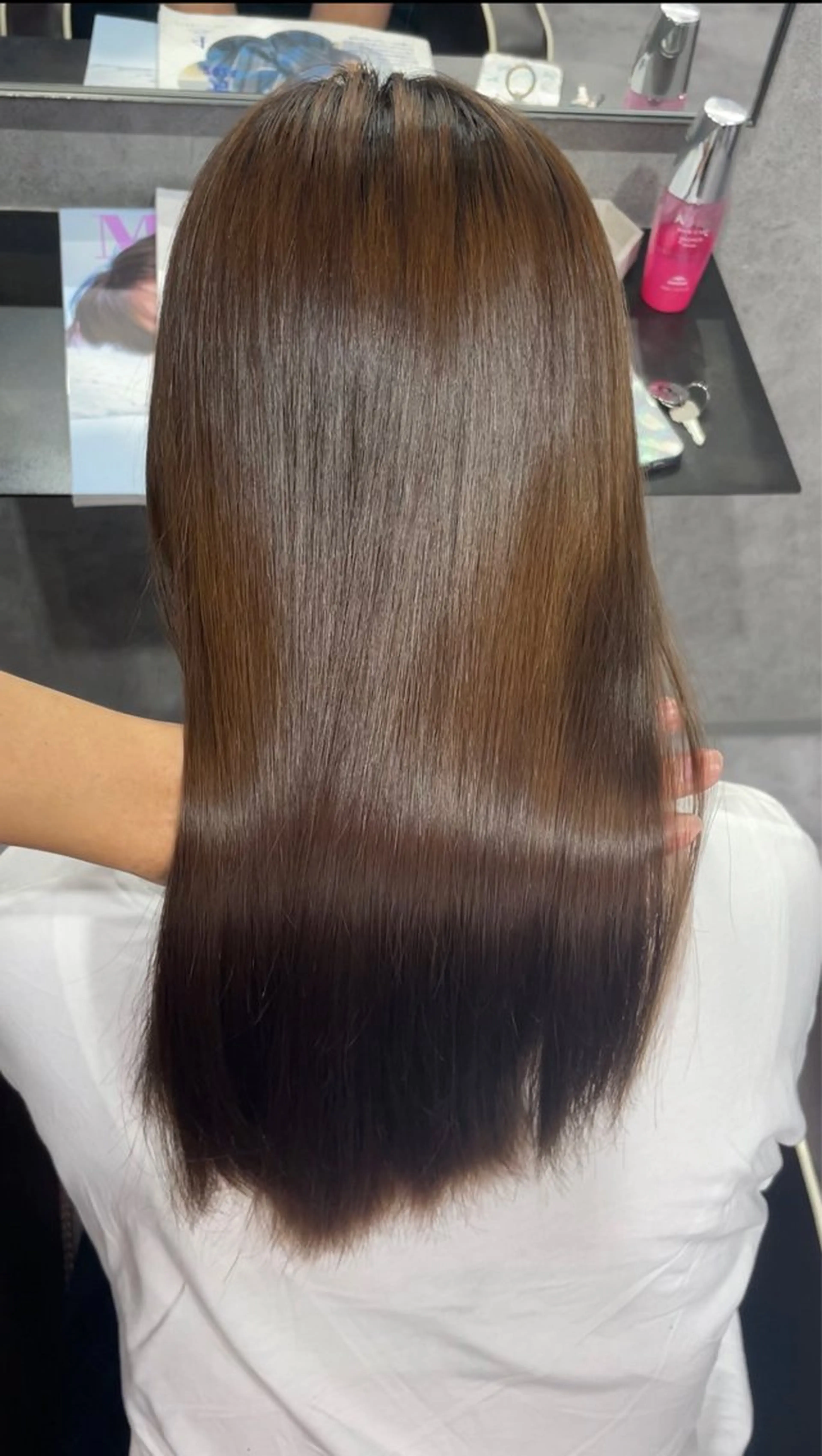 ロング 伸ばしかけ 髪質改善 縮毛矯正 縮毛矯正 ARMONY表参道店所属・韓国風レイヤーカラー ライムのヘアスタイル