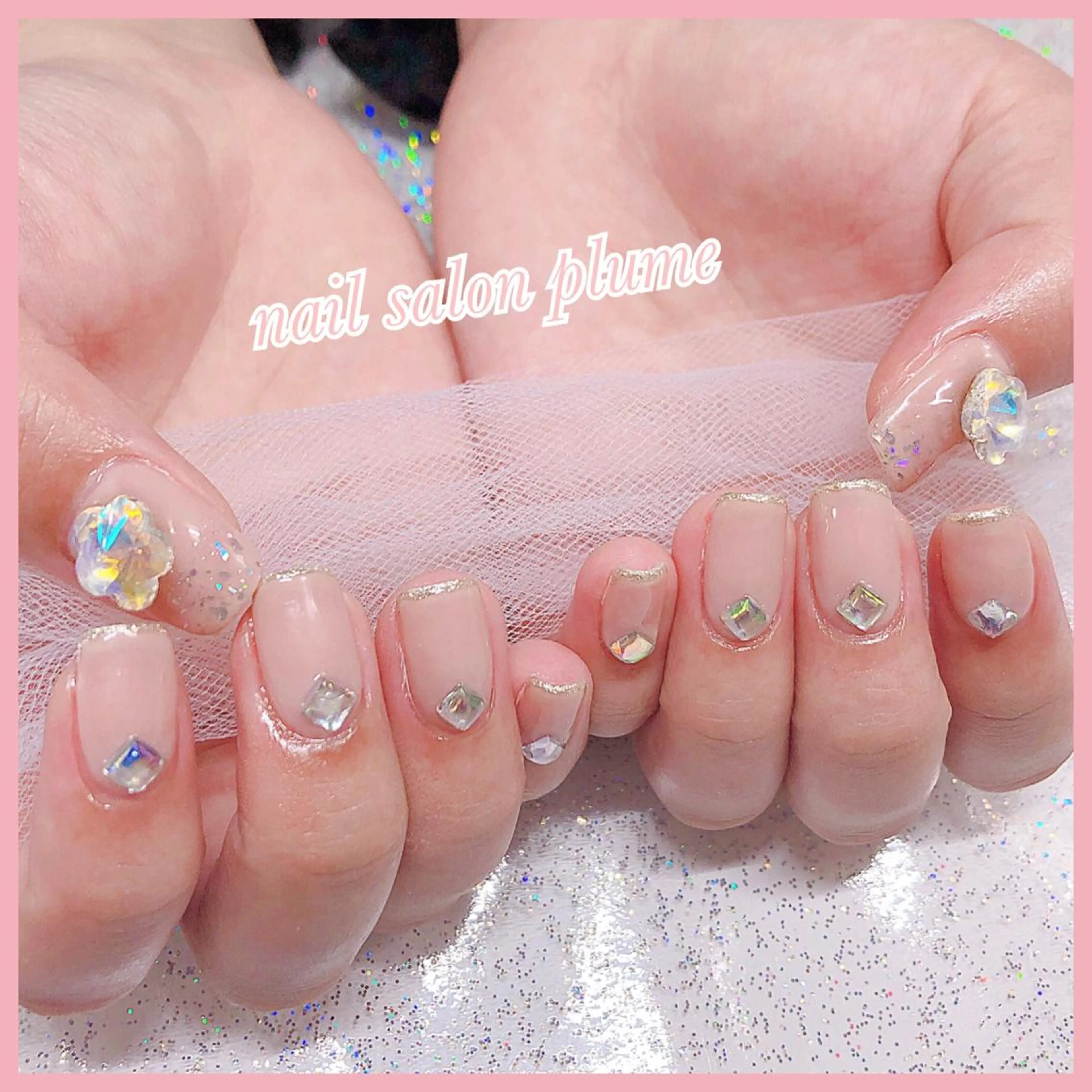 ネイル アートネイル カジュアル フラワーネイル フレンチネイル ハート plume nail ☆韓国ネイルのネイルデザイン