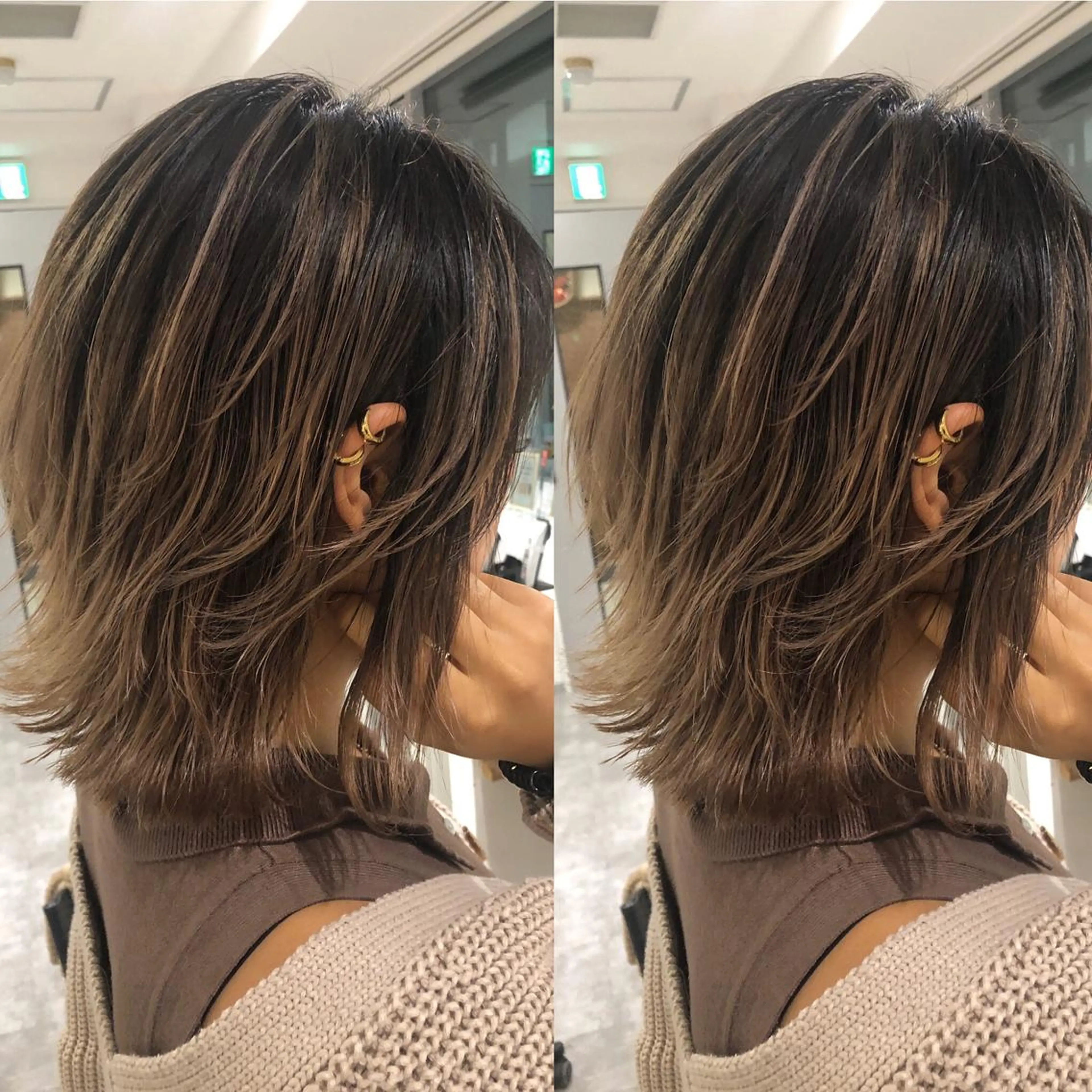 ショート カラー バレイヤージュ レイヤーカット カット ヘアカラー トリートメント JILBLAN京都 ショート/ハイライトのヘアスタイル