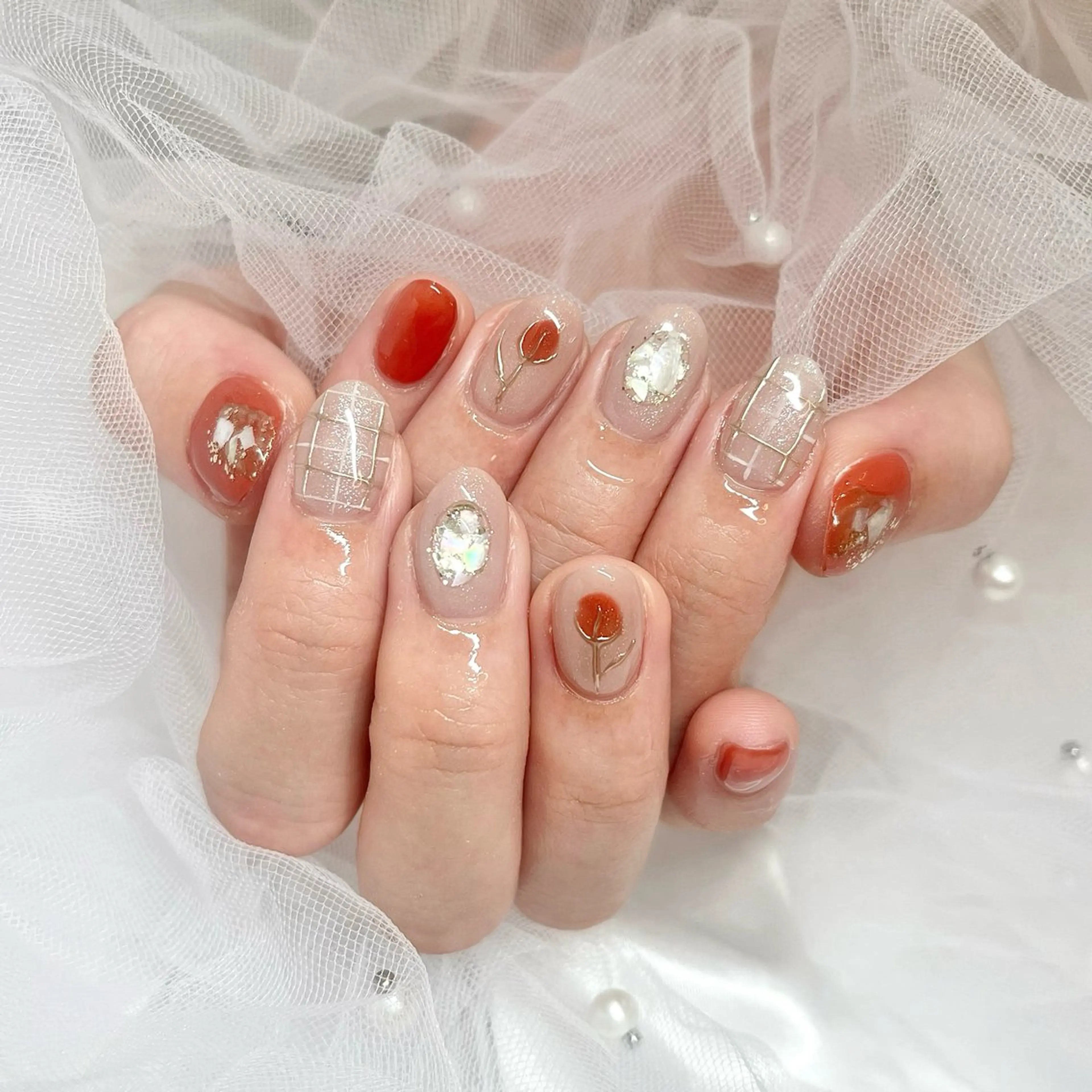 ネイル フラワーネイル 春ネイル ハンドネイル nail salon HERA所属・HERA 小橋川のネイルデザイン