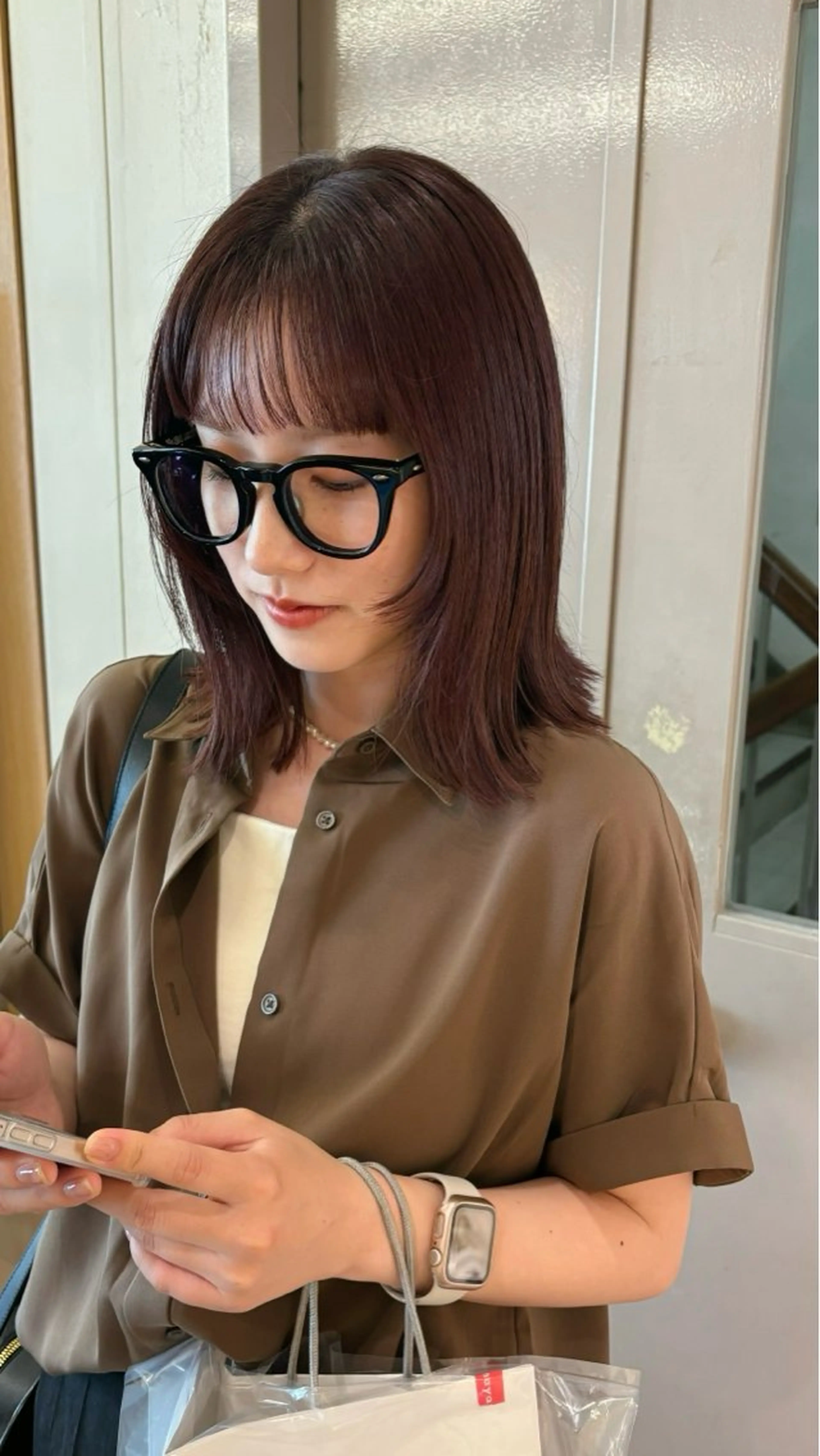 ミディアム ピンクブラウン 西山 紗耶香🪽 透明感カラー/ボブのヘアスタイル