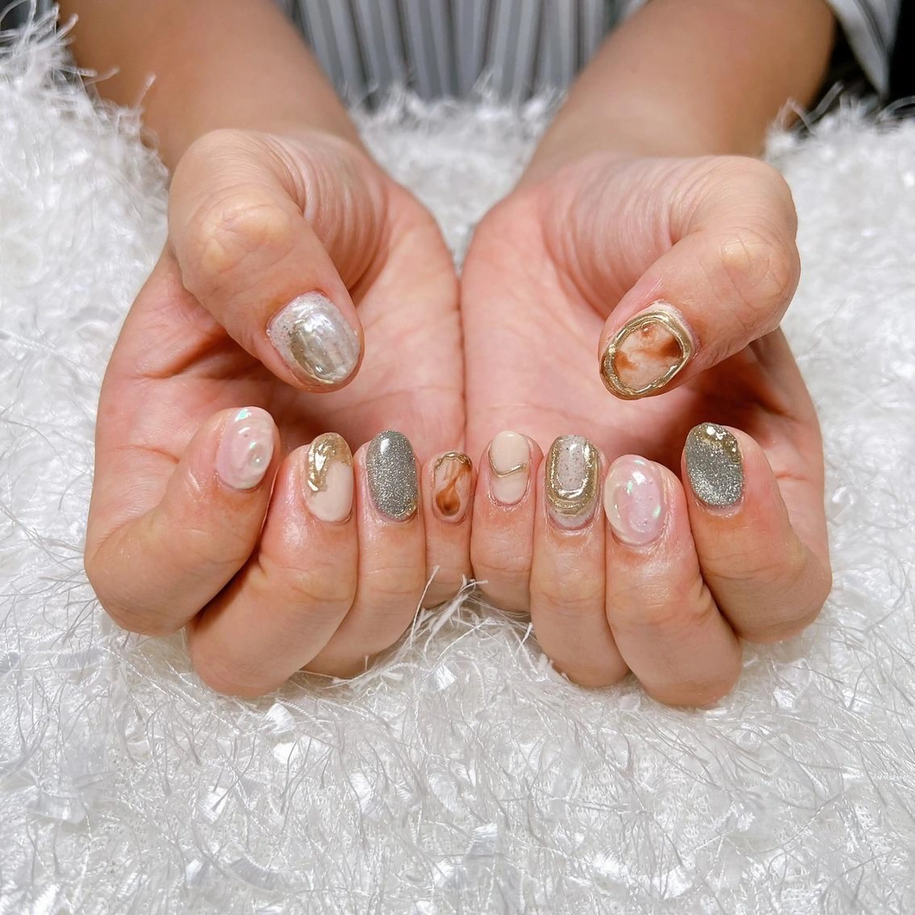 ネイル 長さ出し フレンチネイル ジェルネイル グラデーション 韓国ネイル ハンドネイル Nail&eye Belire 新宿のネイルデザイン