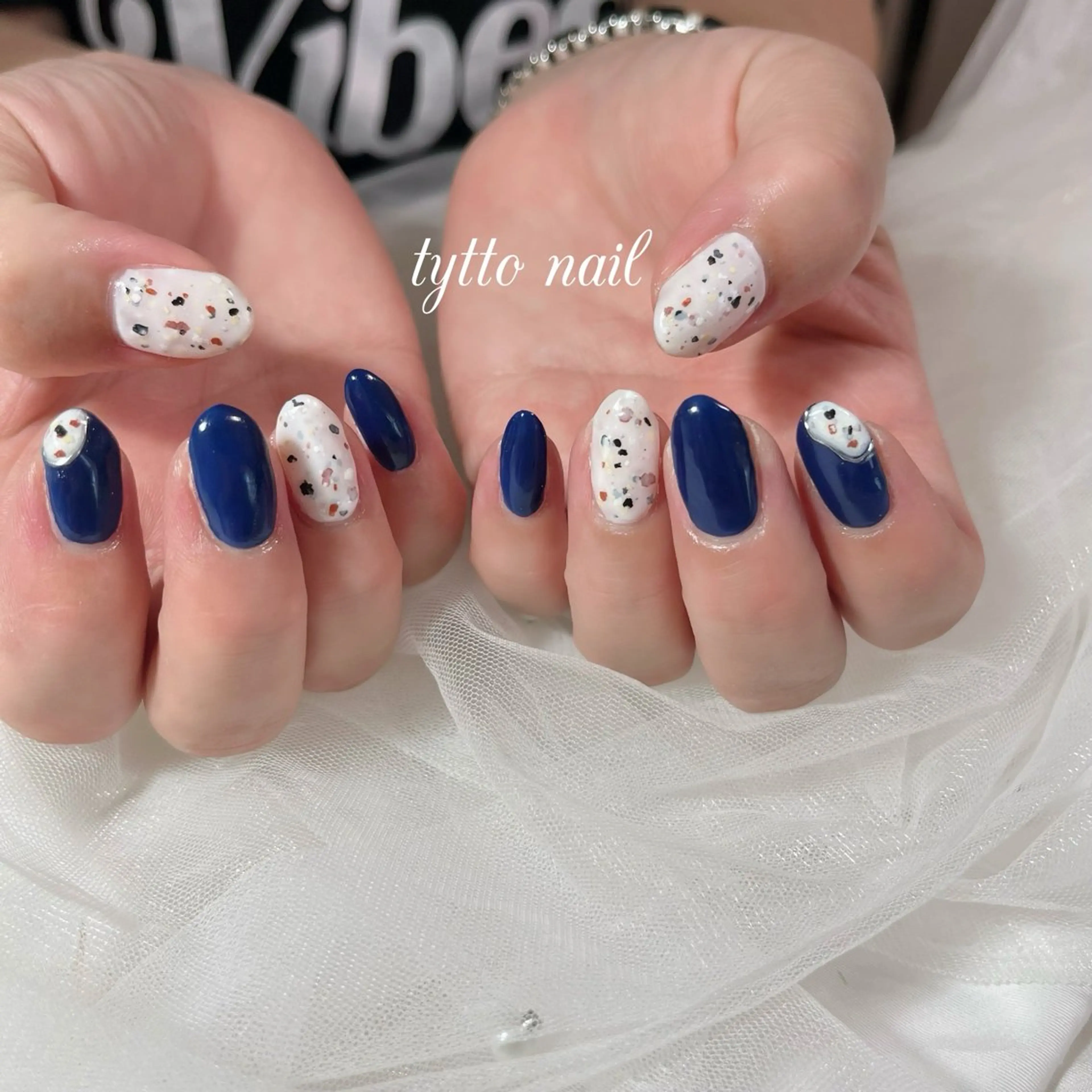 ネイル 韓国ネイル ミラーネイル ネイビー ワンカラーネイル 夏ネイル ハンドネイル tytto nail ❤︎‪‪eri‪‪のネイルデザイン