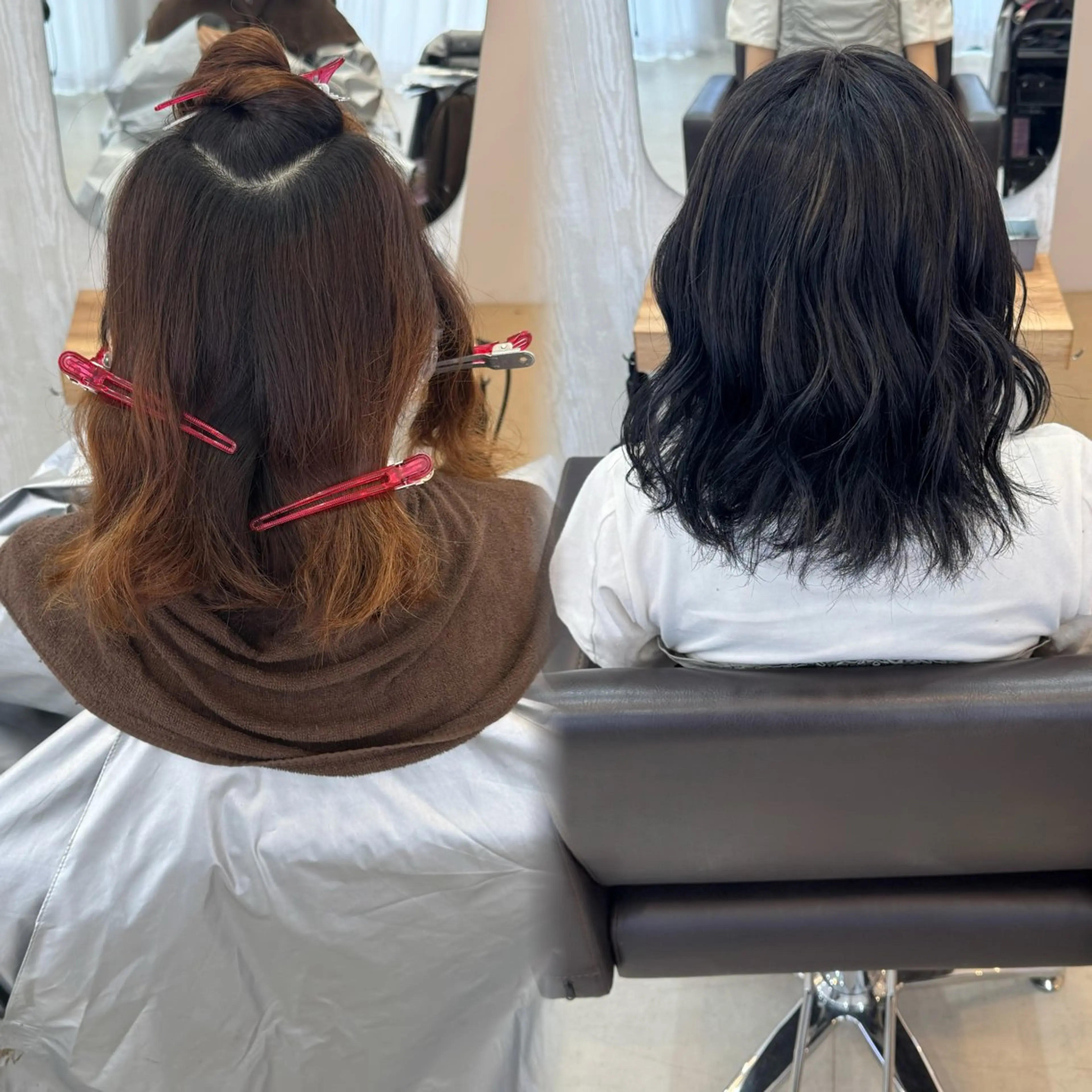 セミロング ハイライト ヘアカラー lapereau ayanaのヘアスタイル