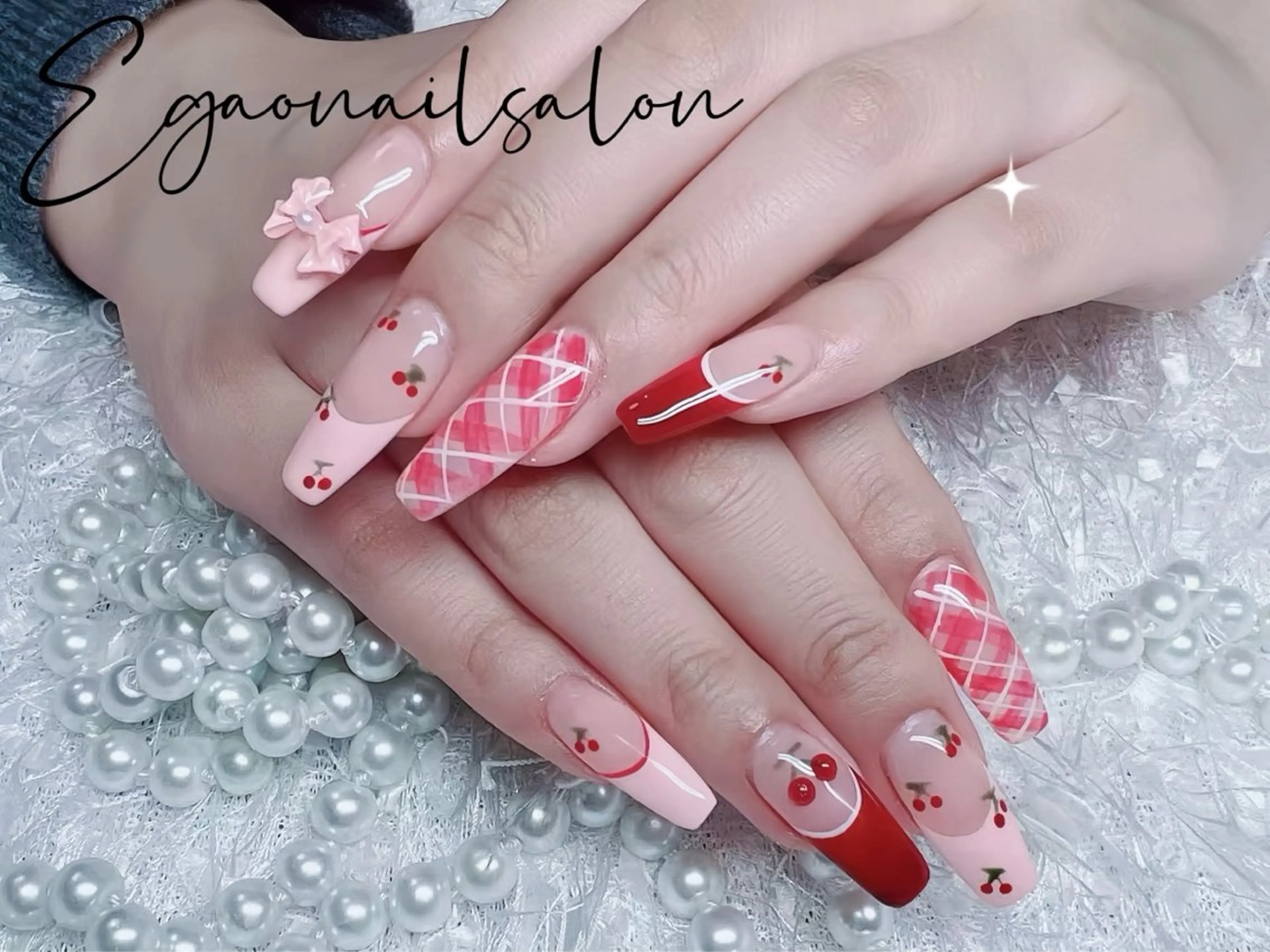 ネイル アートネイル ジェルネイル ガーリー 韓国ネイル ピンク ハンドネイル Egao Nail Salonのネイルデザイン