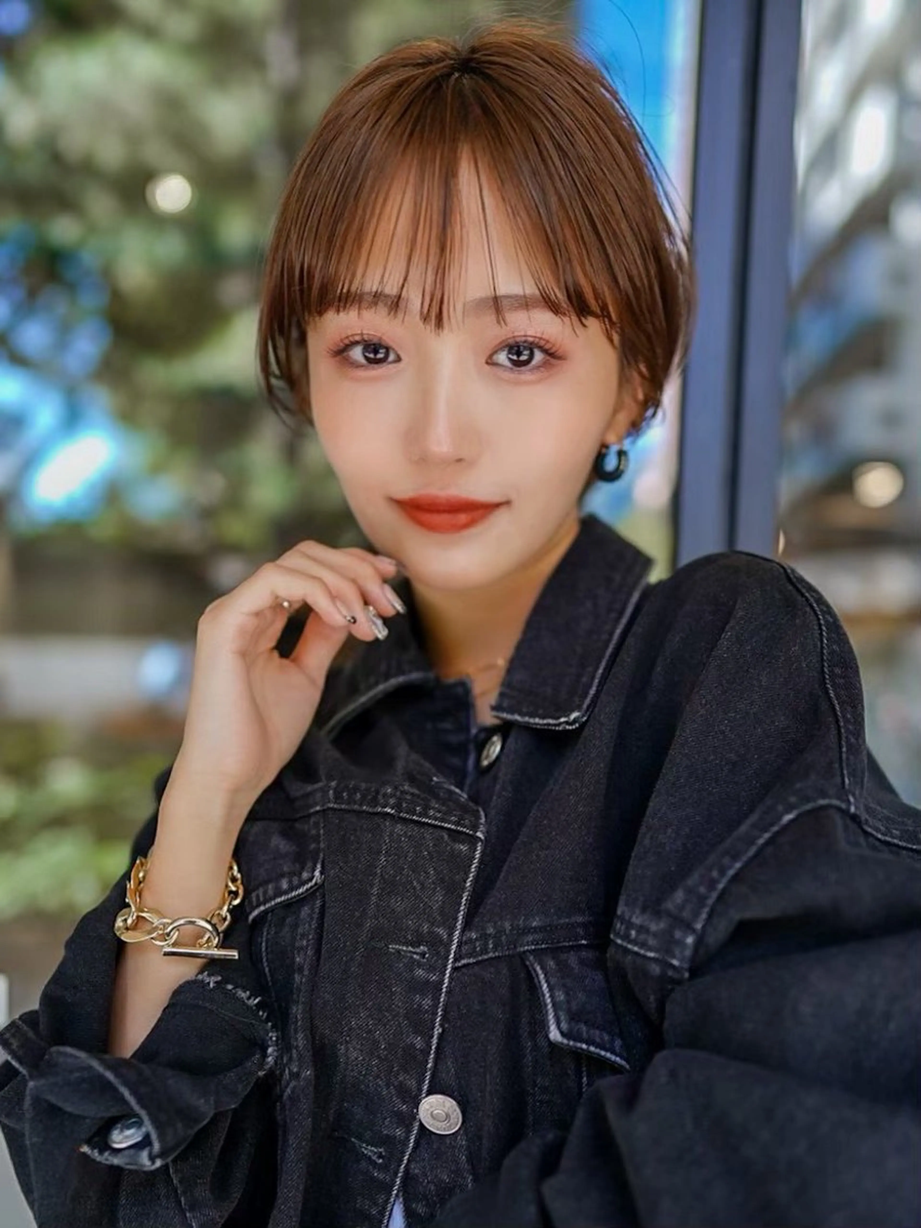 ショート 切りっぱなしボブ/ 小顔ボブNANAのヘアスタイル