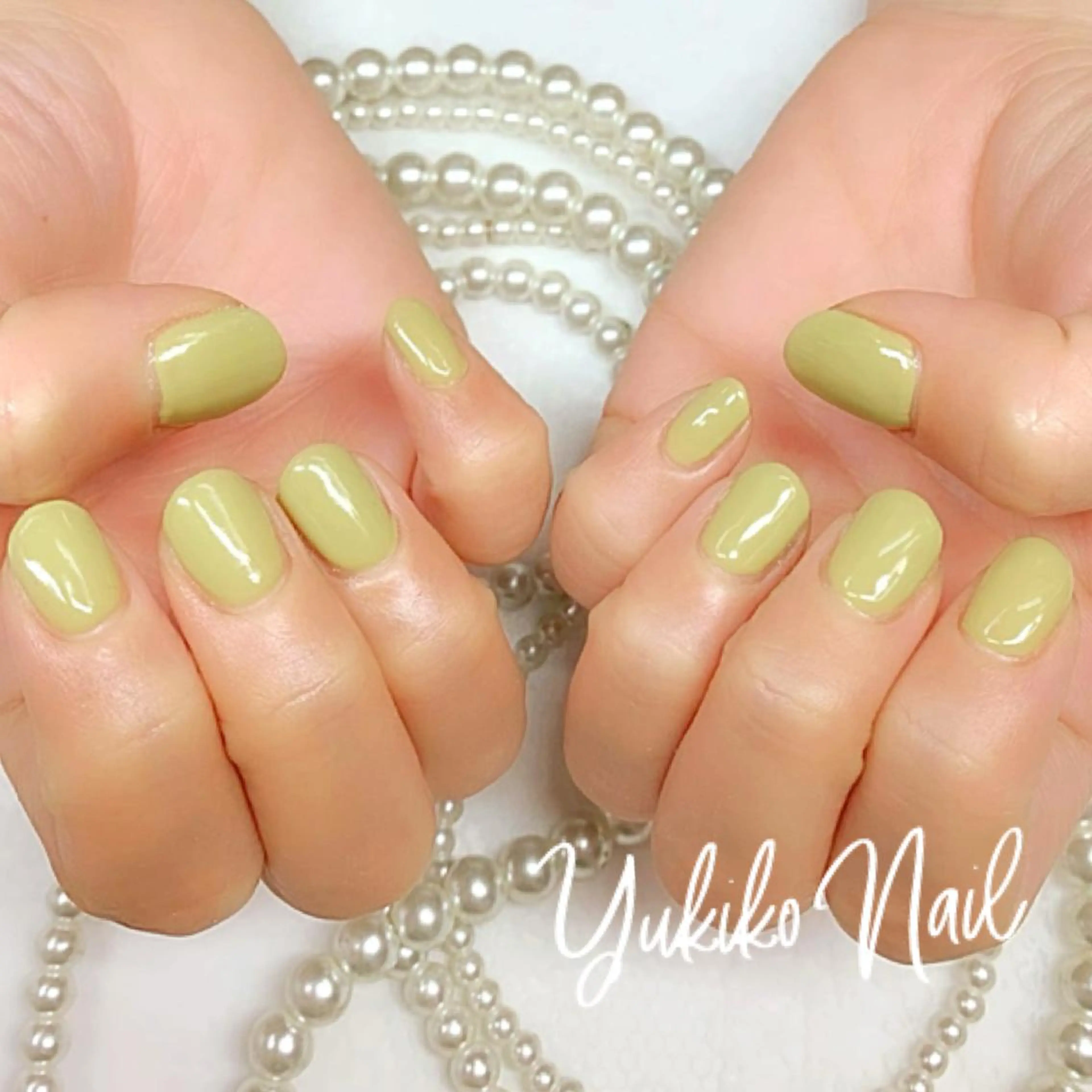 ネイル ワンカラーネイル ピスタチオネイル ハンドネイル ユキコ ネイルのネイルデザイン