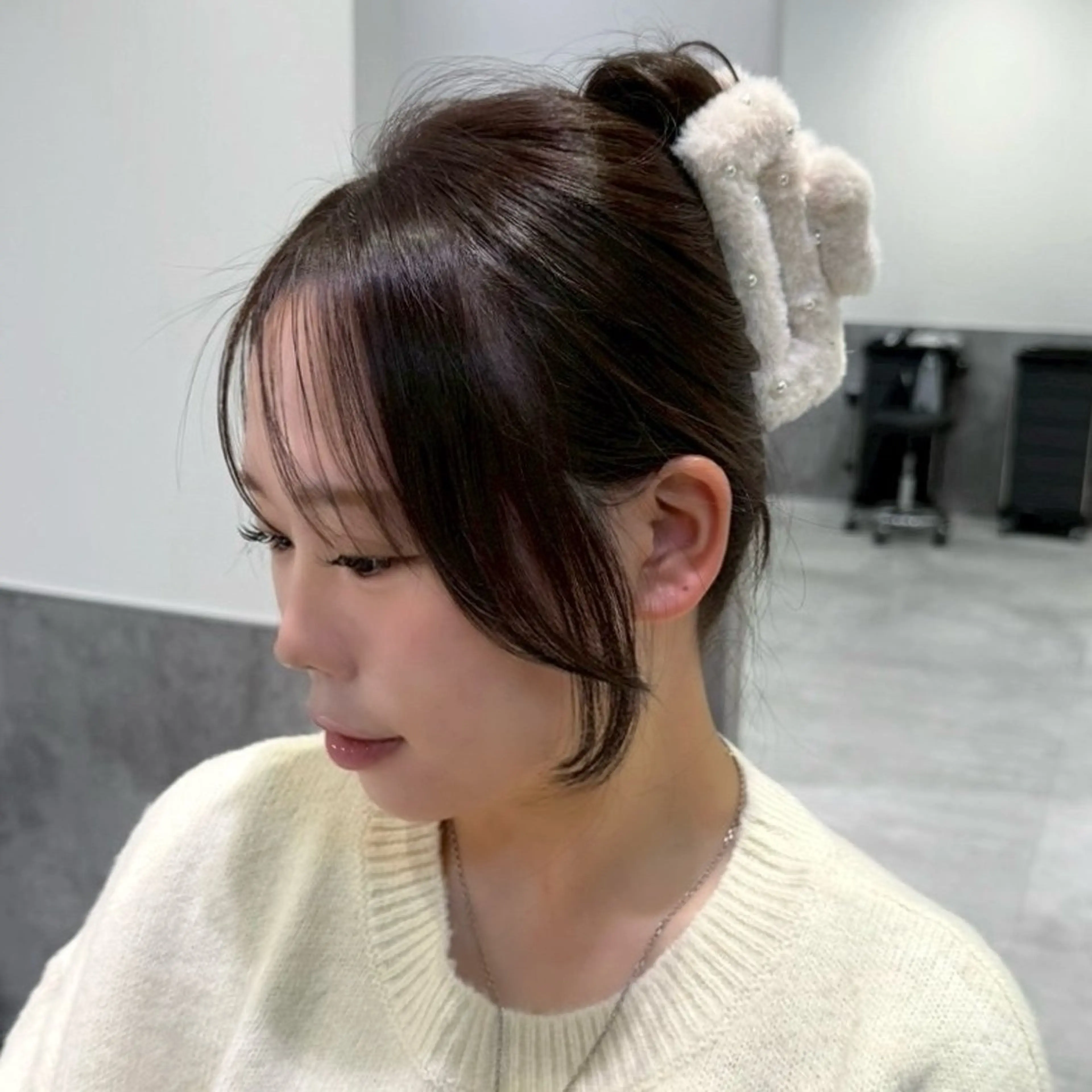 セミロング 顔周りカット 小顔カット GO TODAY 原宿Verno店所属・韓国風レイヤー/顔周 り×透明感/きょうのヘアスタイル