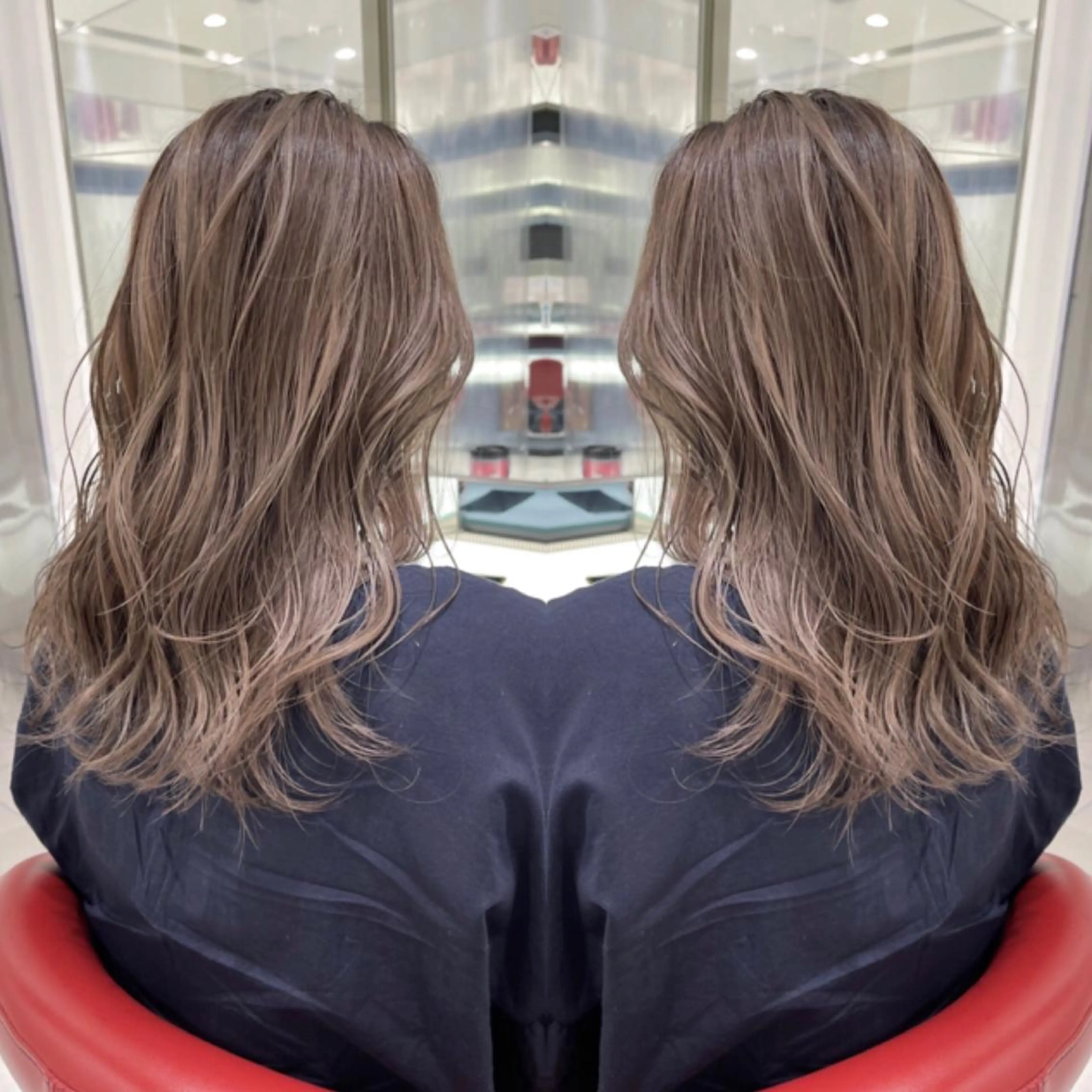 セミロング ハイライト カット ヘアカラー トリートメント 阪本祥樹/ハイライト /バレイヤージュのヘアスタイル