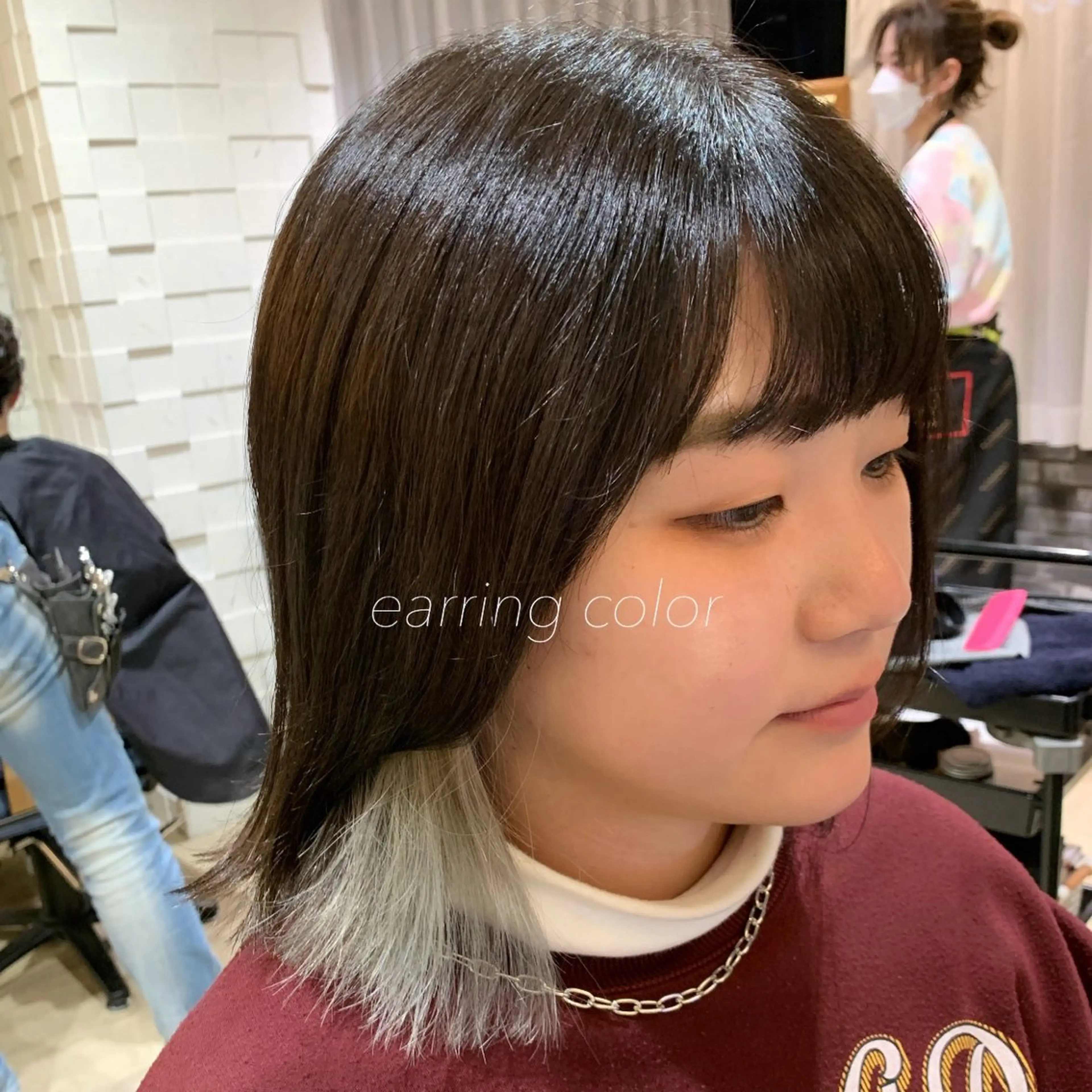 ミディアム カラー イヤリングカラー インナーカラー ボブ 外ハネヘア GO TODAY 原宿本店所属・似合わせカット得意 💛RENA💛のヘアスタイル