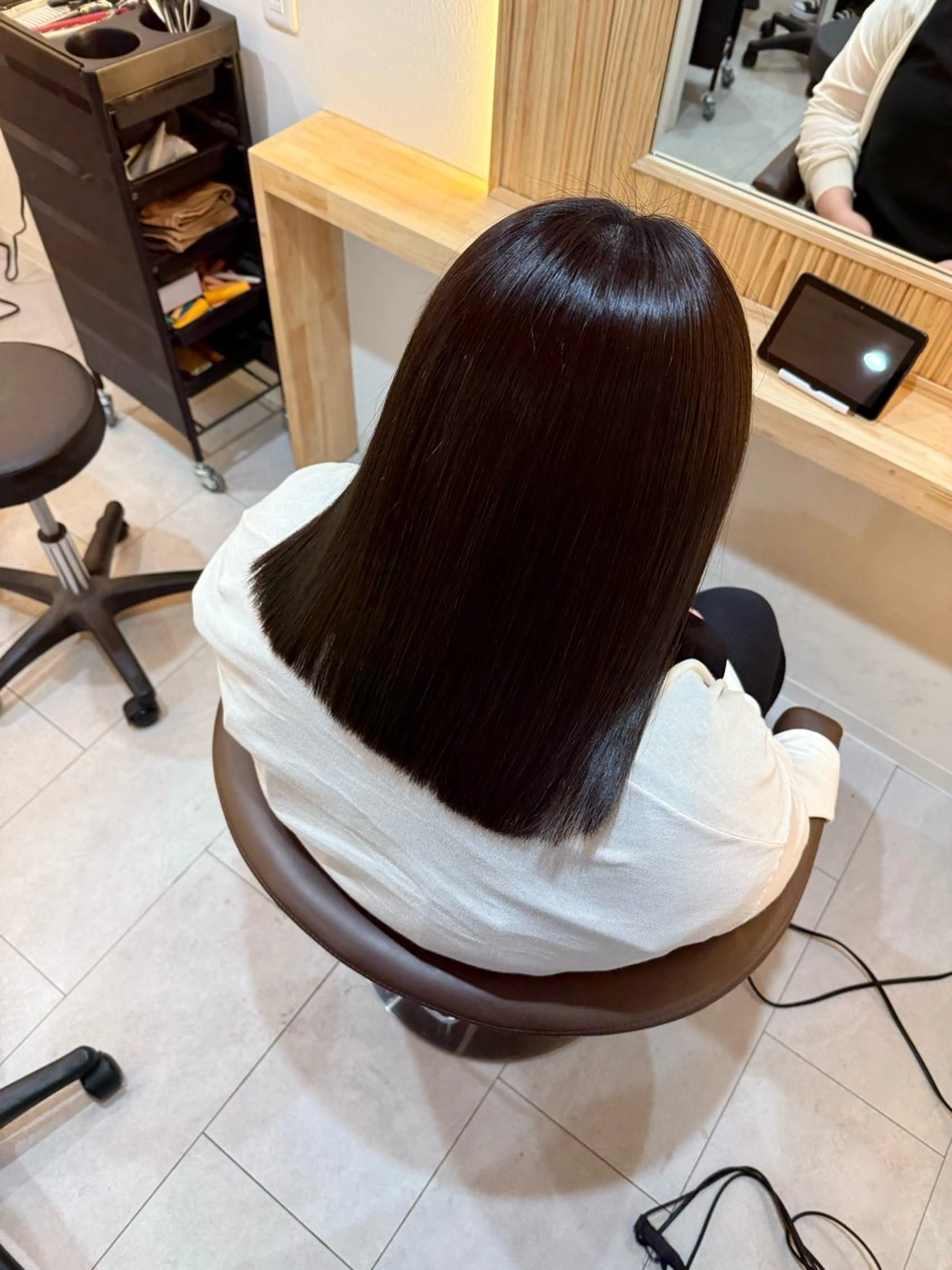 ロング 縮毛矯正 トリートメント attrait南堀江所属・乾かすだけで艶髪 松村海世のヘアスタイル