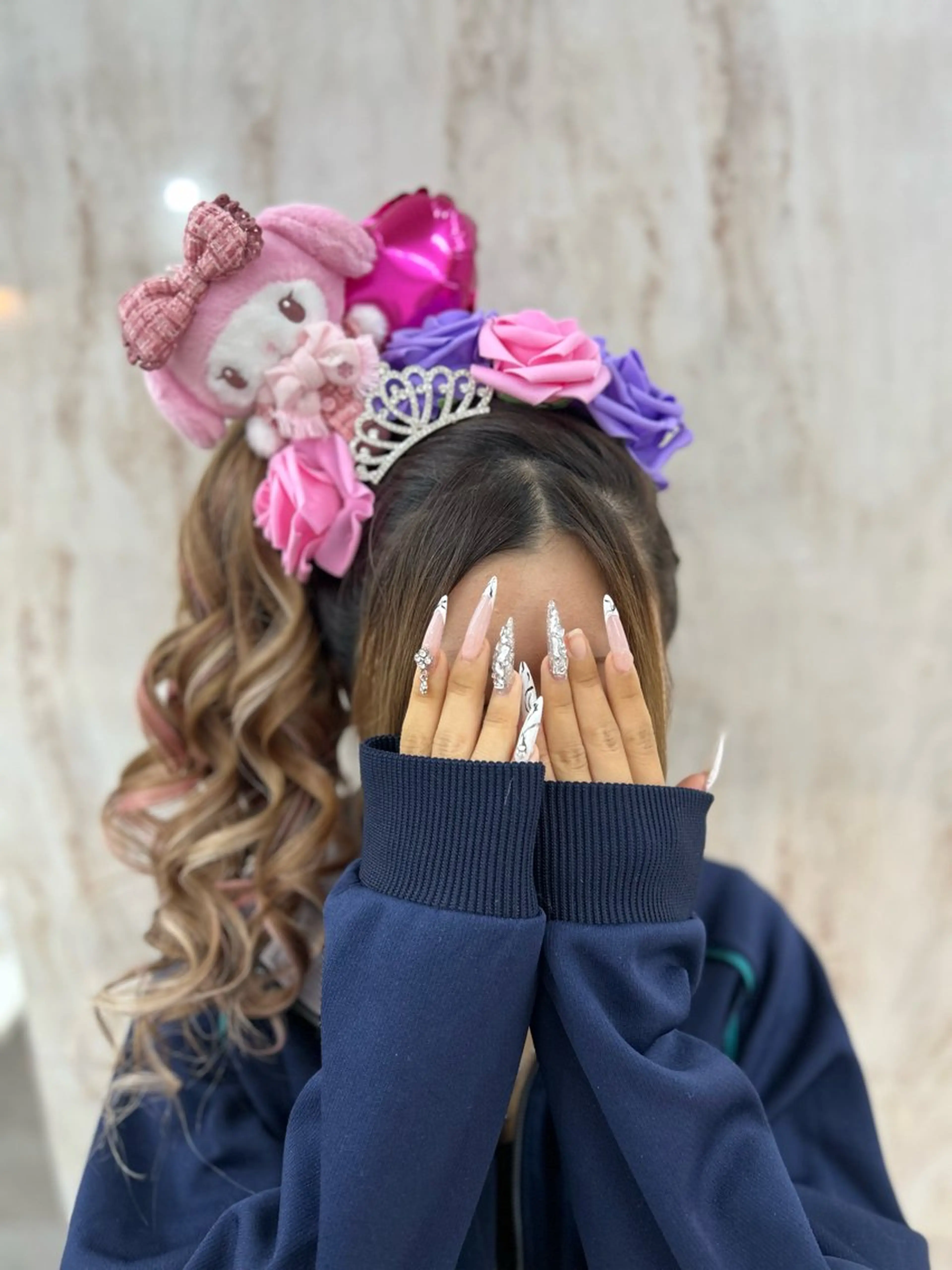 体育祭や文化祭の盛り髪ヘアセットの写真