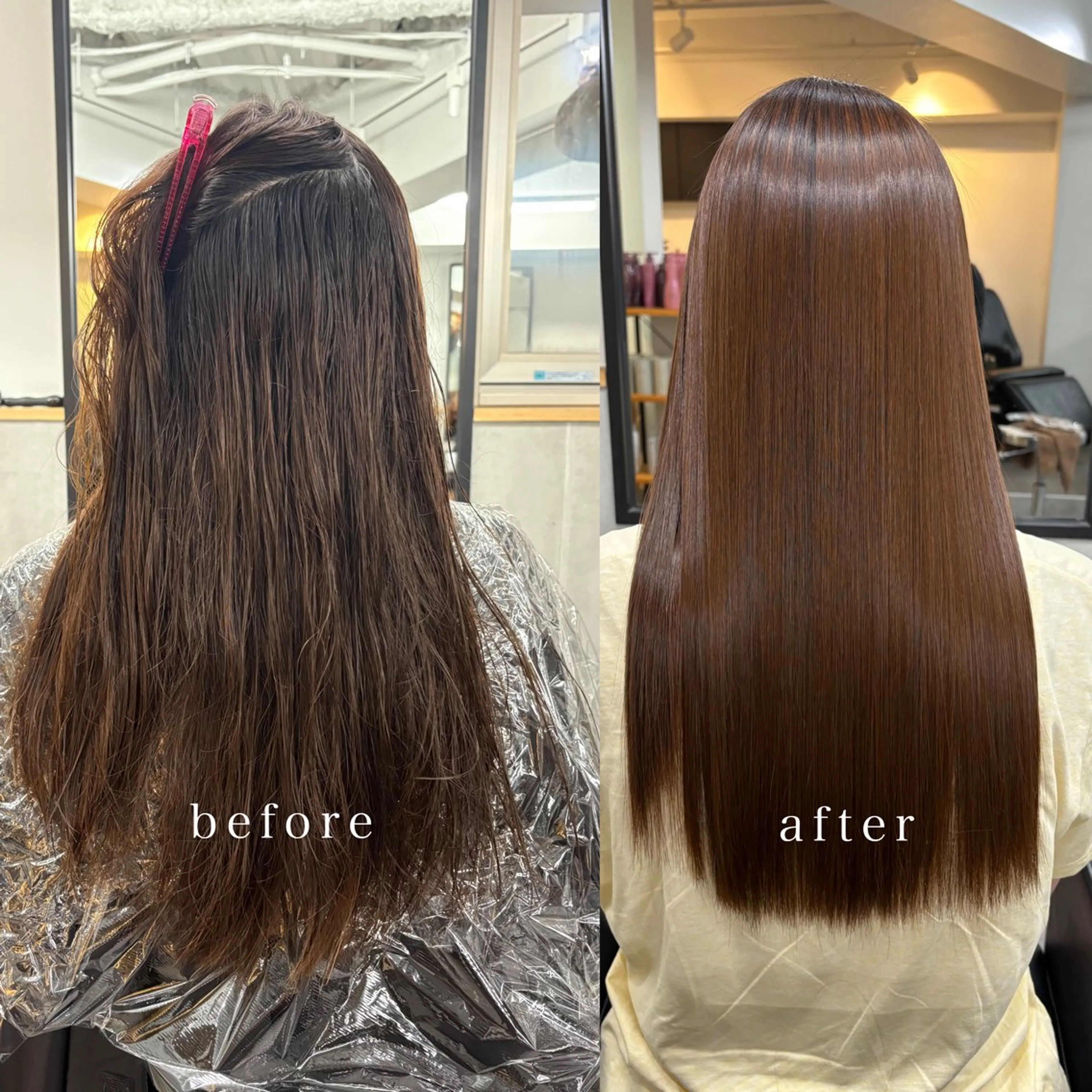 【U30限定❕】ケアカラー＋ケア縮毛矯正＋内部補修トリートメント𓂃 𓈒𓏸◌‬の写真