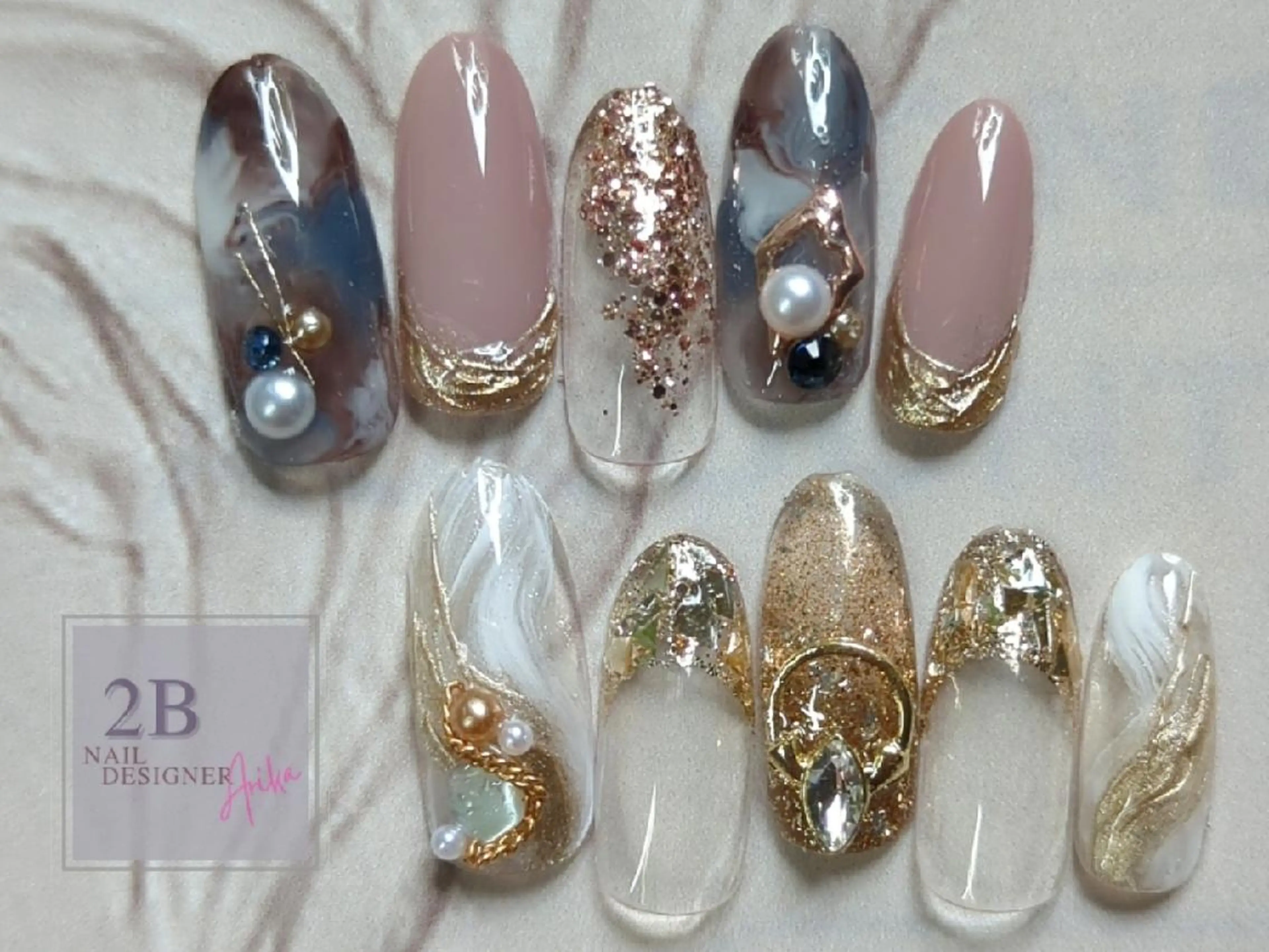ネイル アートネイル クリアネイル グリーン ミラーネイル ショートネイル 2B__nails ニービー京都伏見区のネイルデザイン