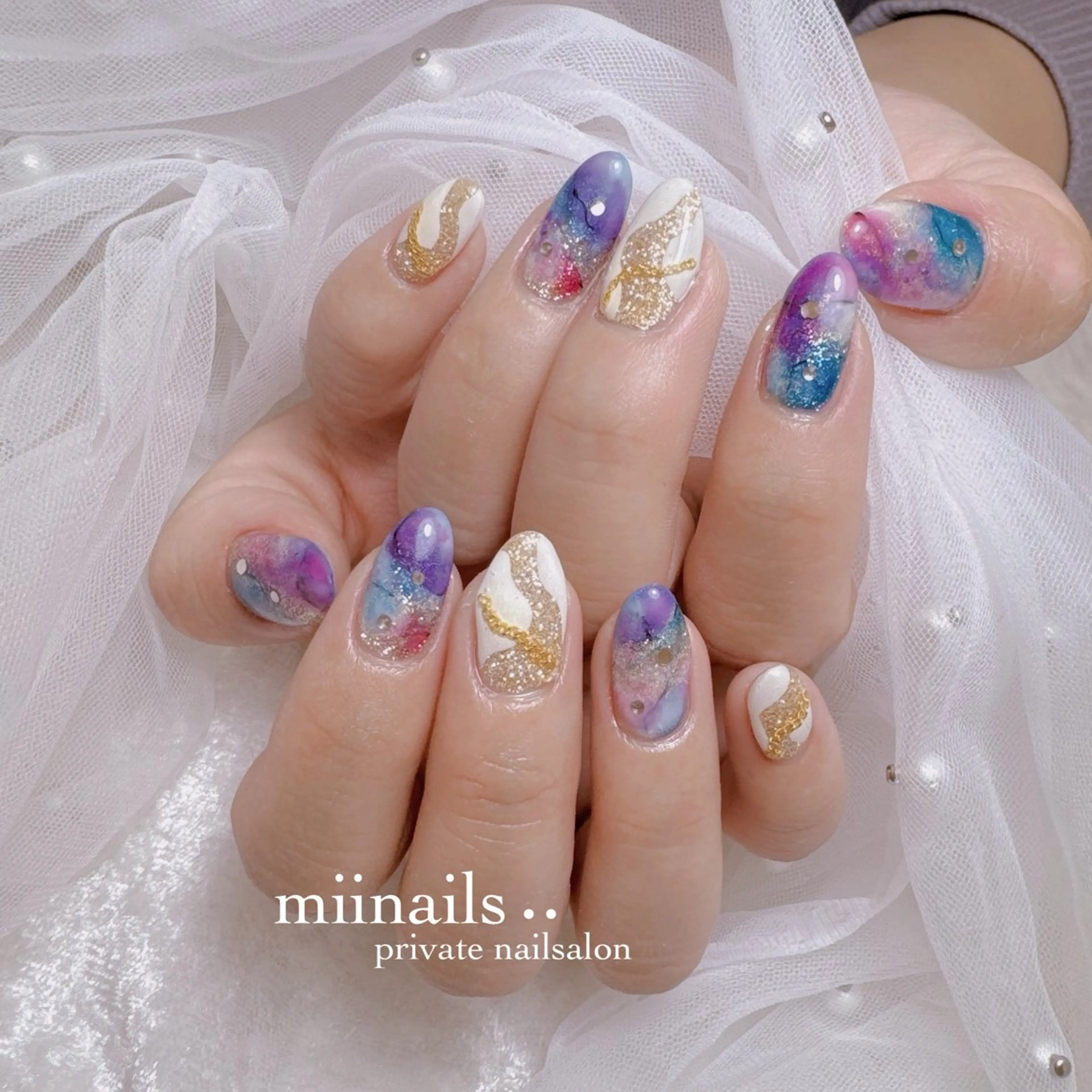 ネイル 韓国ネイル マグネットネイル ワンホンネイル ハンドネイル nailsalon miinailsのネイルデザイン