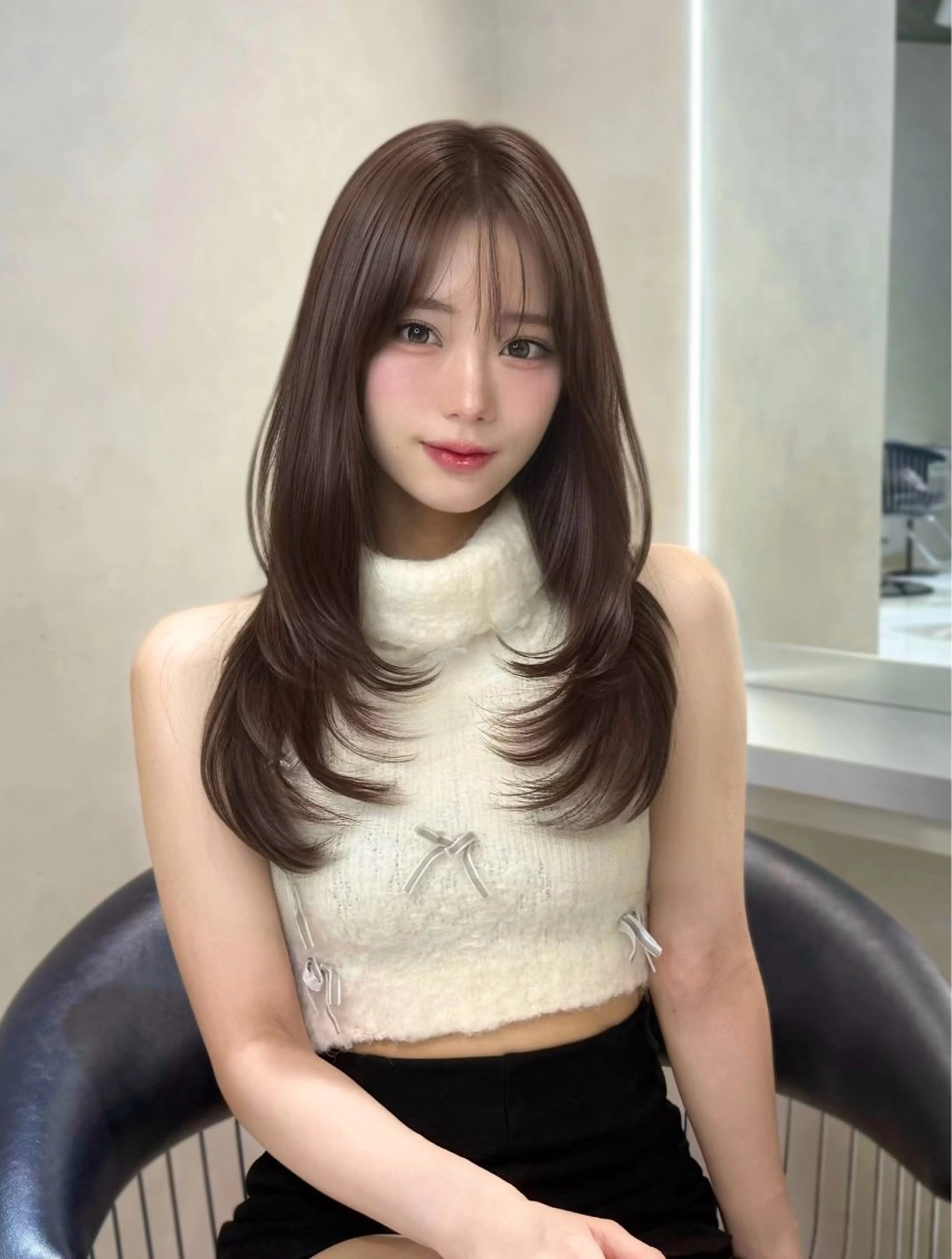 ロング カラー グレージュ レイヤーカット ロング カット ヘアカラー トリートメント 韓国ヘア×艶髪🎀 池袋/Rina🩶のヘアスタイル