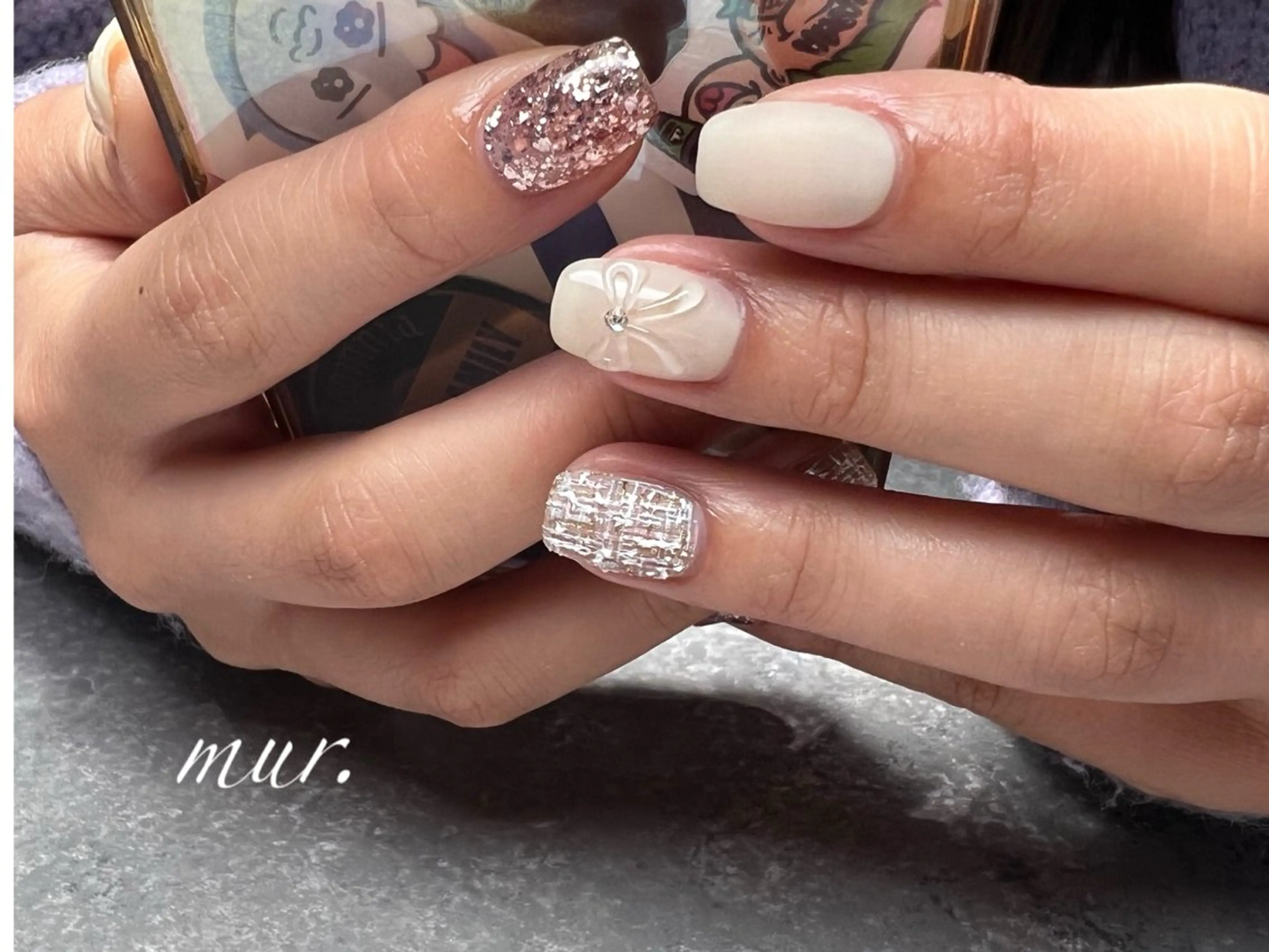 ネイル ジェルネイル 韓国ネイル ラメ(グリッター) マットネイル 持ち込み nailsalon mur.のネイルデザイン