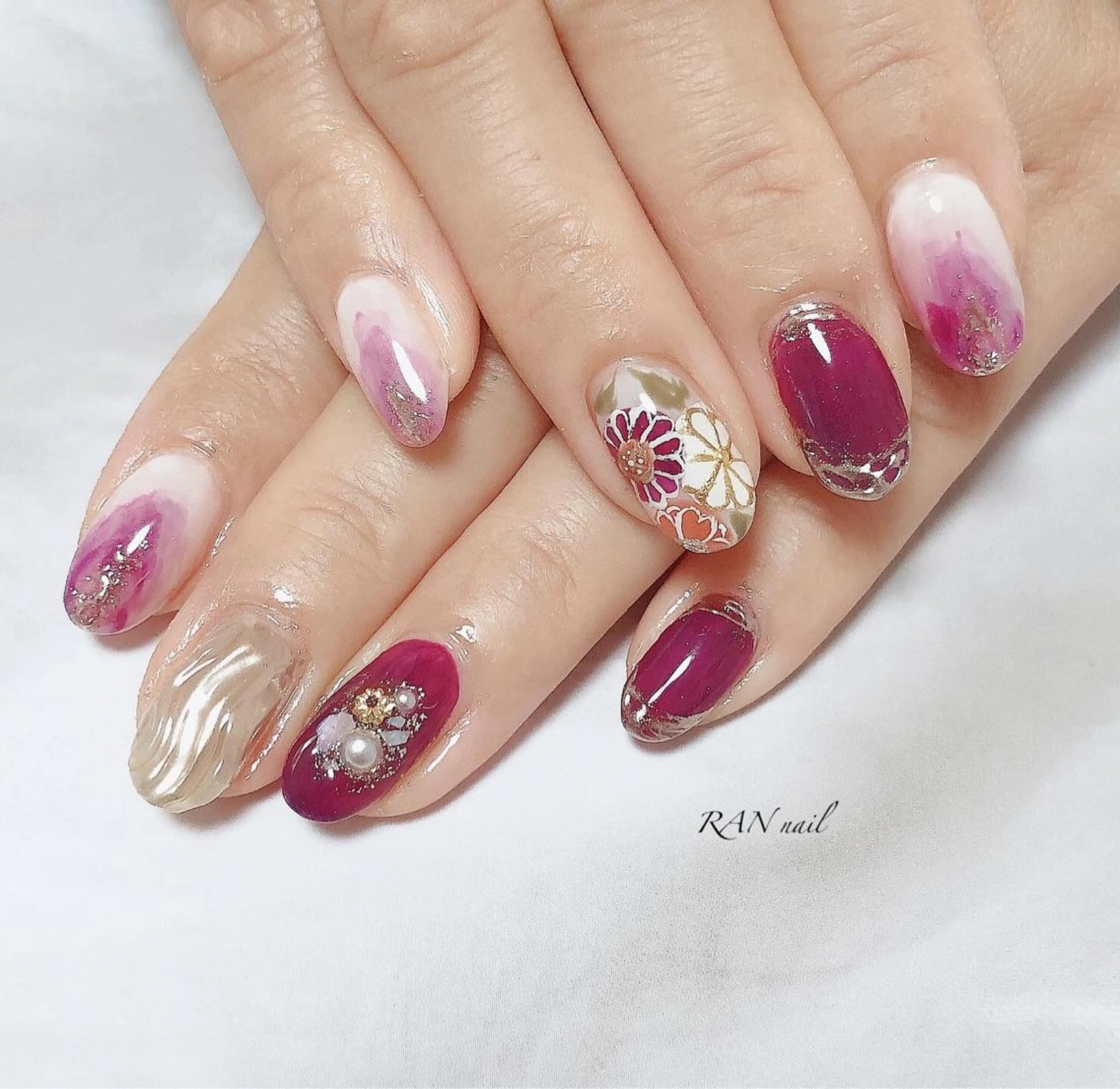 ネイル 成人式 ジェルネイル 卒業式 オフィスネイル パラジェル ハンドネイル フットネイル RAN nail 〜ランネイル〜所属・RAN nailのネイルデザイン