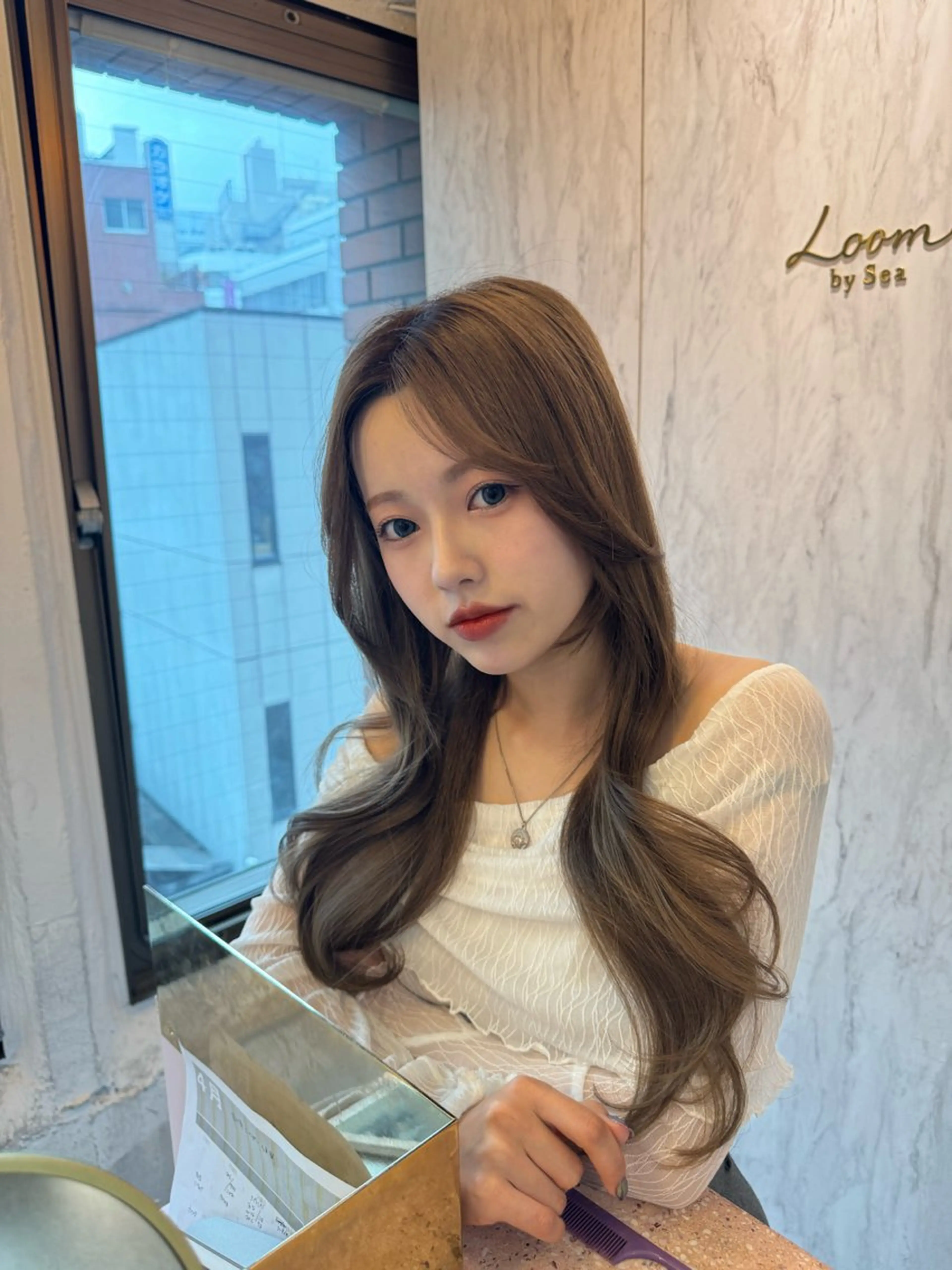 ロング くびれヘア カット ヘアカラー トリートメント 🎀しゅな/韓国 レイヤー/透明感♡のヘアスタイル