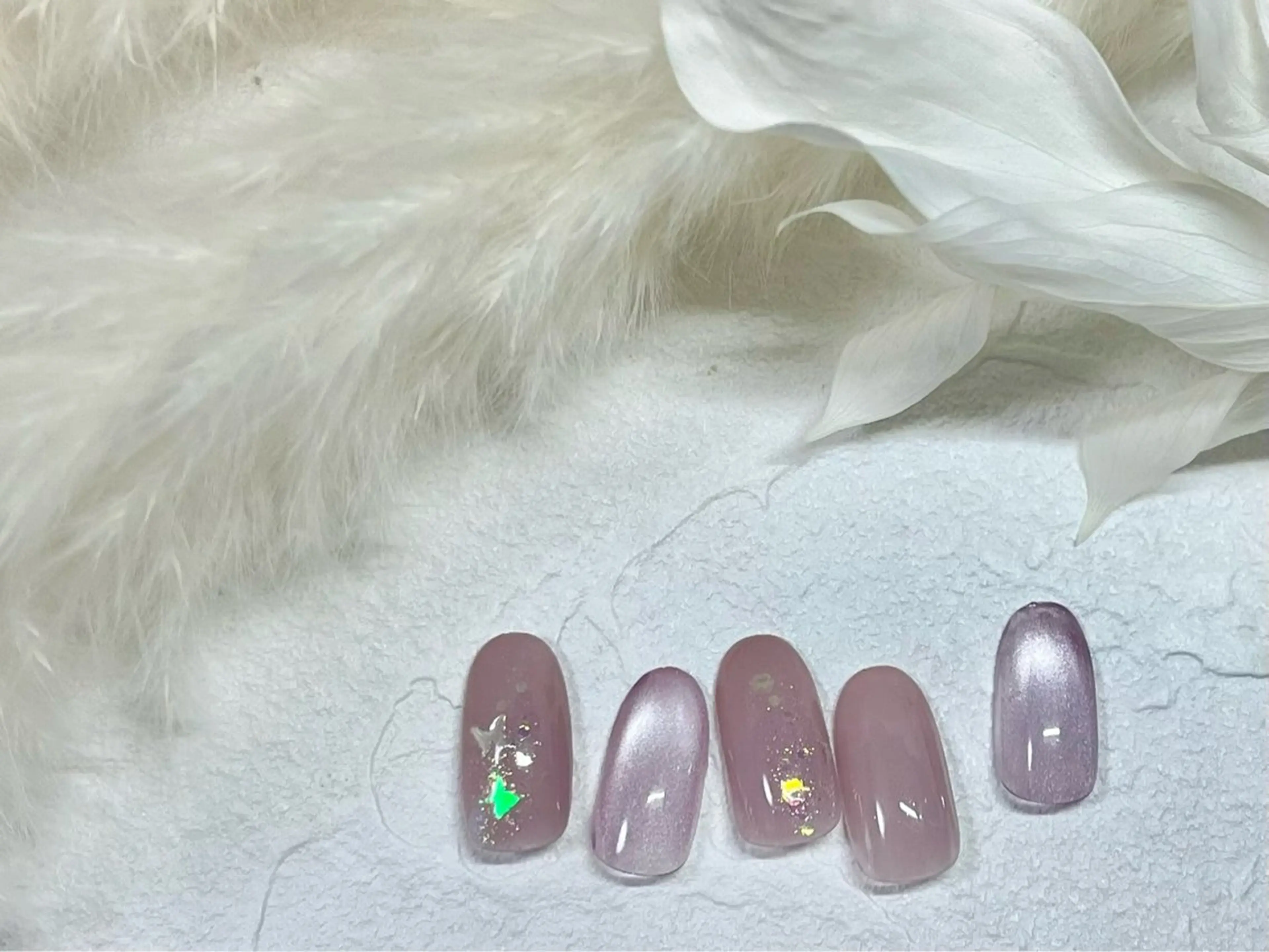ネイル オーロラネイル フットネイル フレンチネイル ジェルネイル 韓国ネイル kiki nail たまプラーザのネイルデザイン