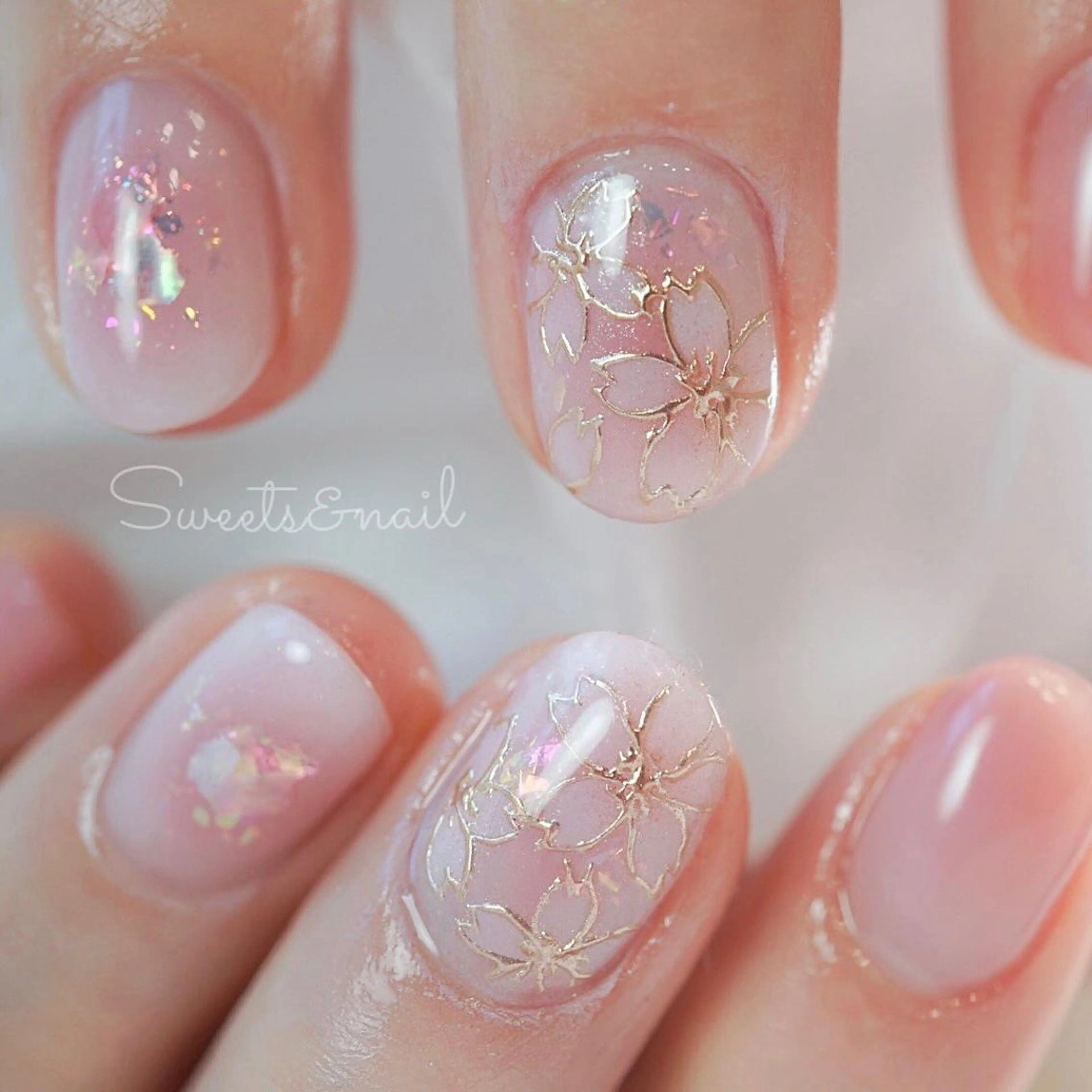 ネイル チークネイル 桜ネイル フラワーネイル ジェルネイル オフィスネイル Sweets &nailのネイルデザイン