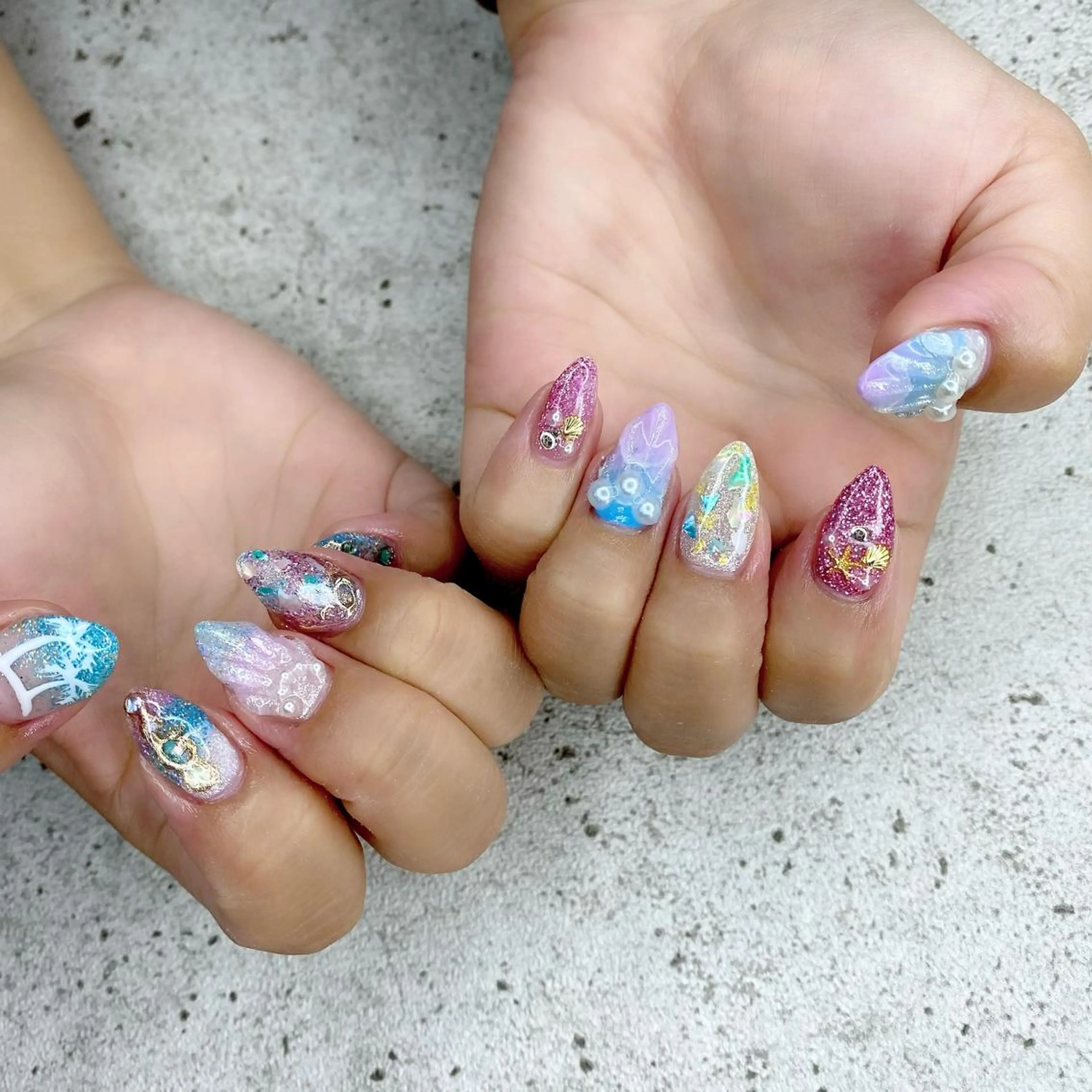 セミロング カラー パーマ ヘアアレンジ メンズ キッズ ネイル マツエク・マツパ アイブロウ ぷっくりネイル 夏ネイル Salon Ｋのネイルデザイン