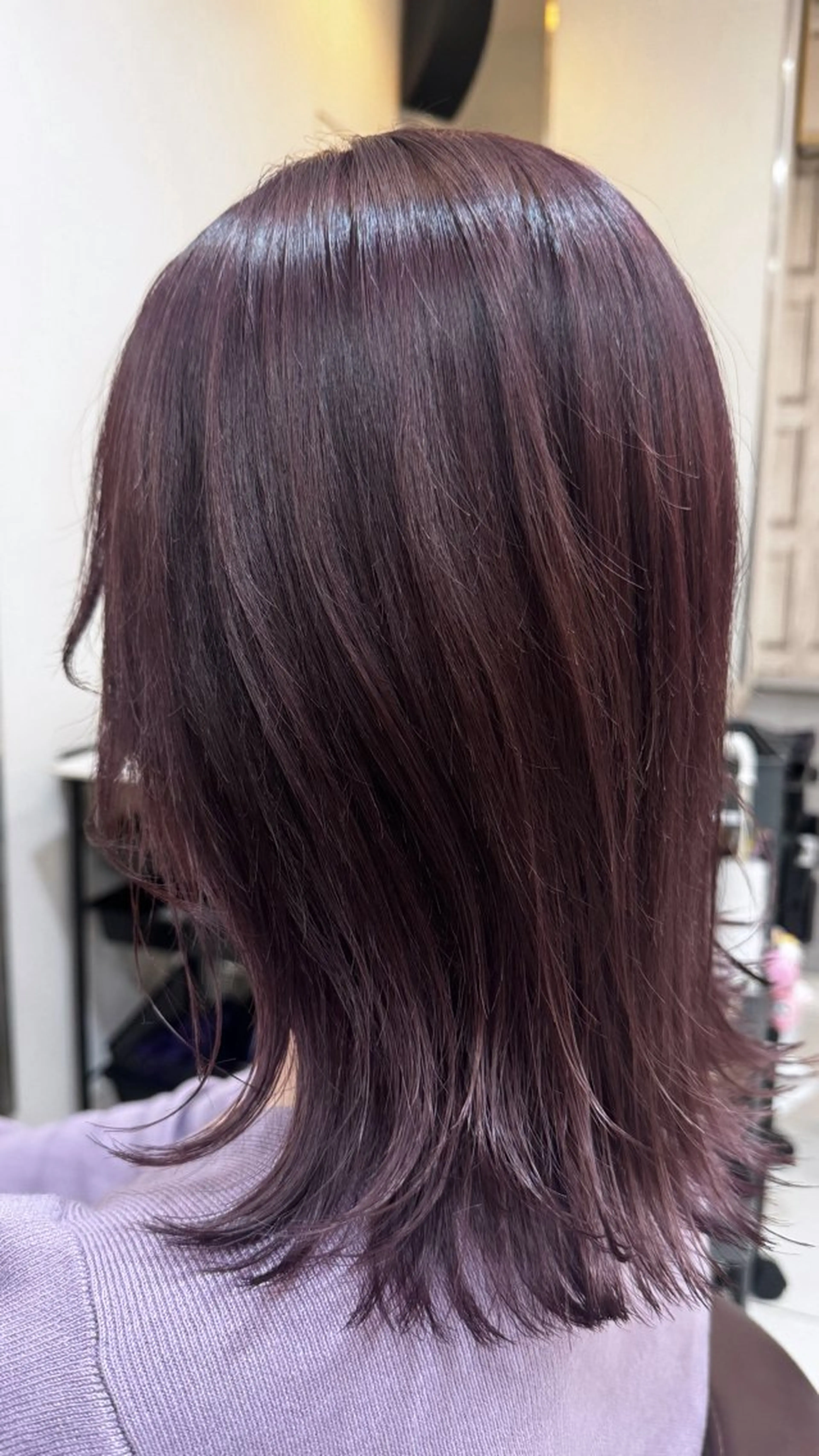 ミディアム カラー ブリーチ ブリーチなしカラー バイオレットカラー カット ヘアカラー トリートメント beaute錦糸町 🦖⋆͛yuka💚のヘアスタイル