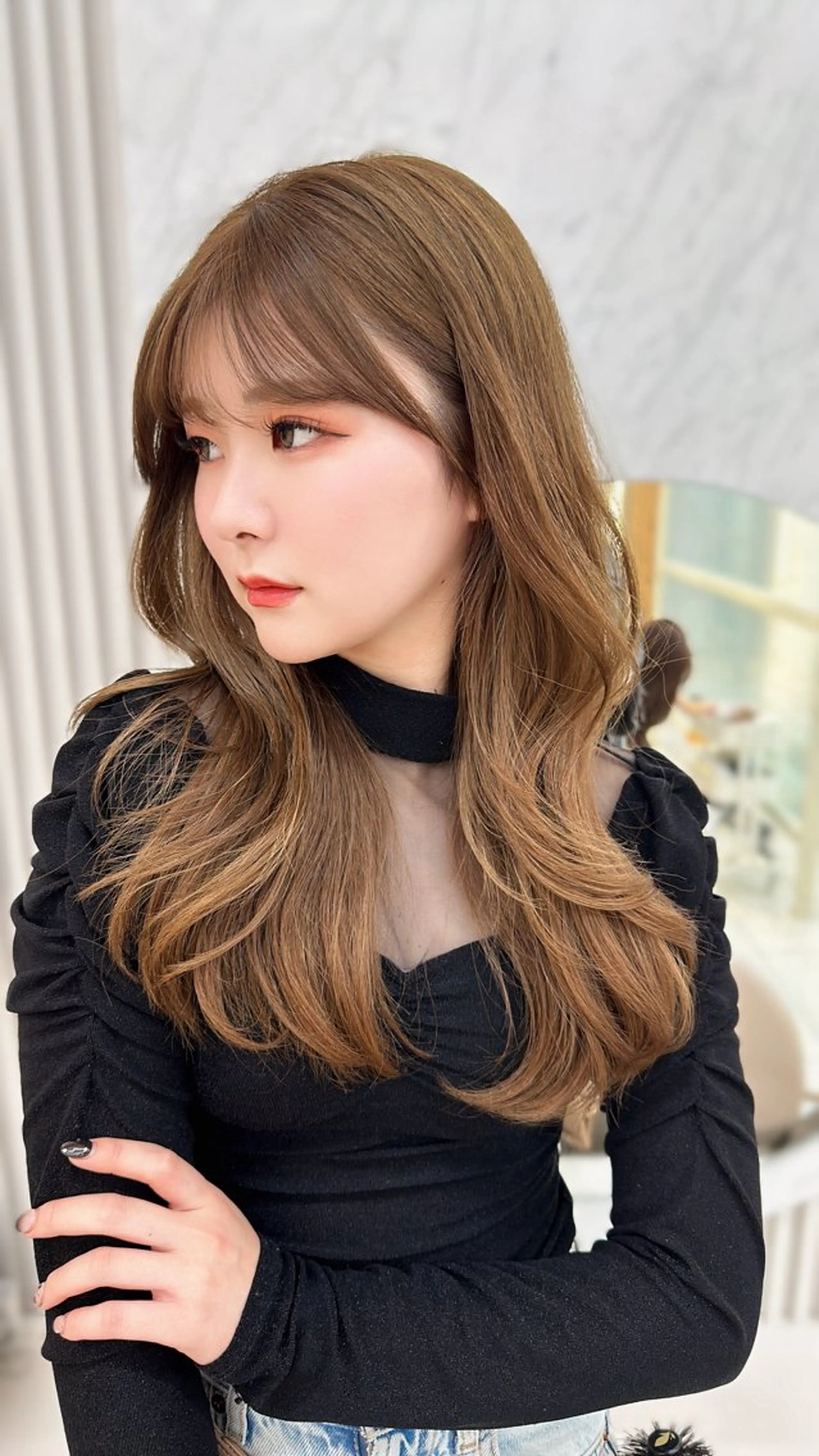 ロング oto🎀×美髪× シースルー前髪🤍のヘアスタイル