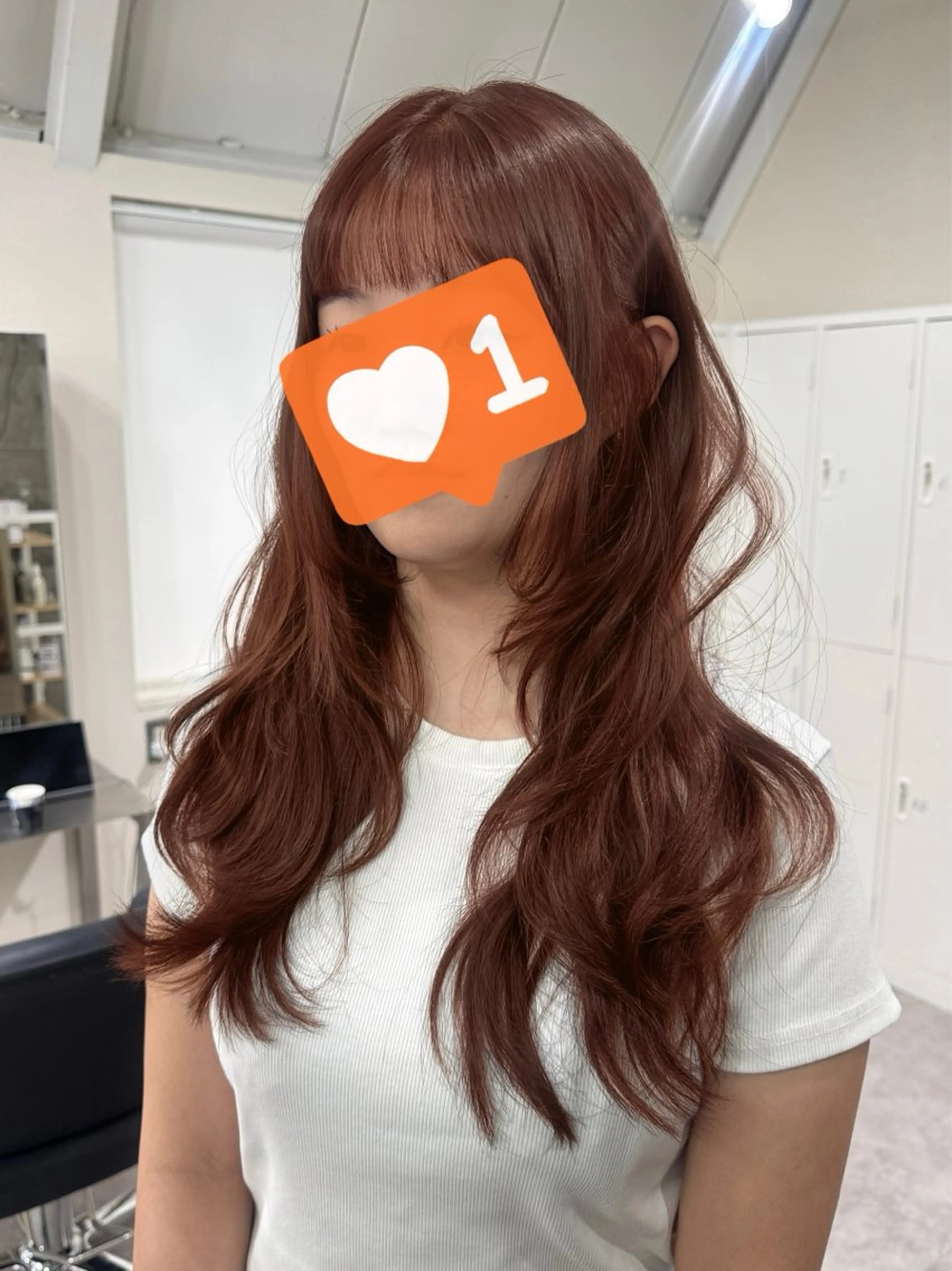 ロング カラー ブラウンカラー オレンジ オレンジブラウン カット ヘアカラー トリートメント 🎀盛れる顔周り×レ イヤー×透明感/米田のヘアスタイル