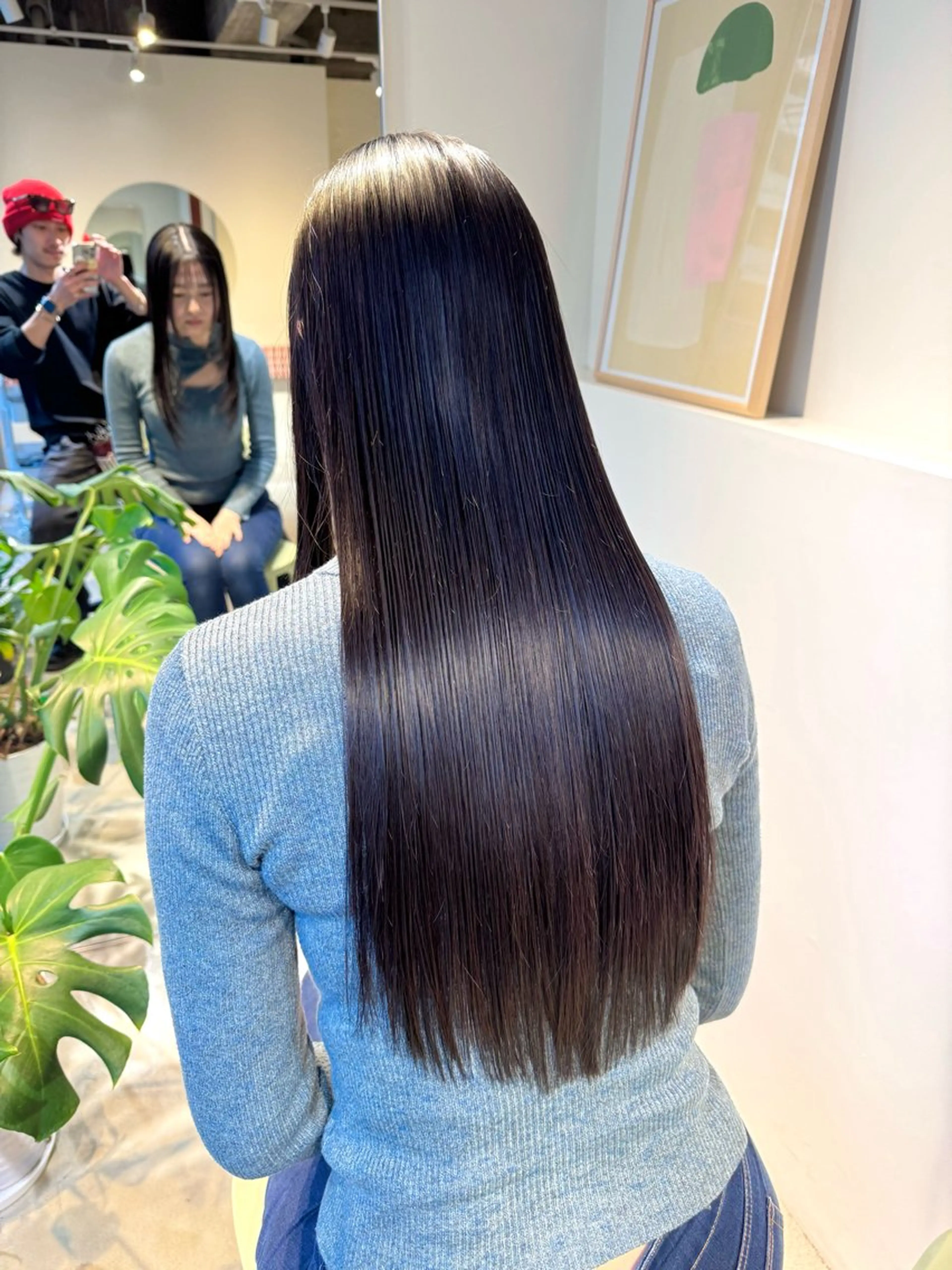 ロング 切りっぱなしボブ ショートボブ アッシュ ボブ ハイライト 縮毛矯正 トリートメント eto所属・髪質改善スペシャリス ト長尾勇弥/梅田中津のヘアスタイル