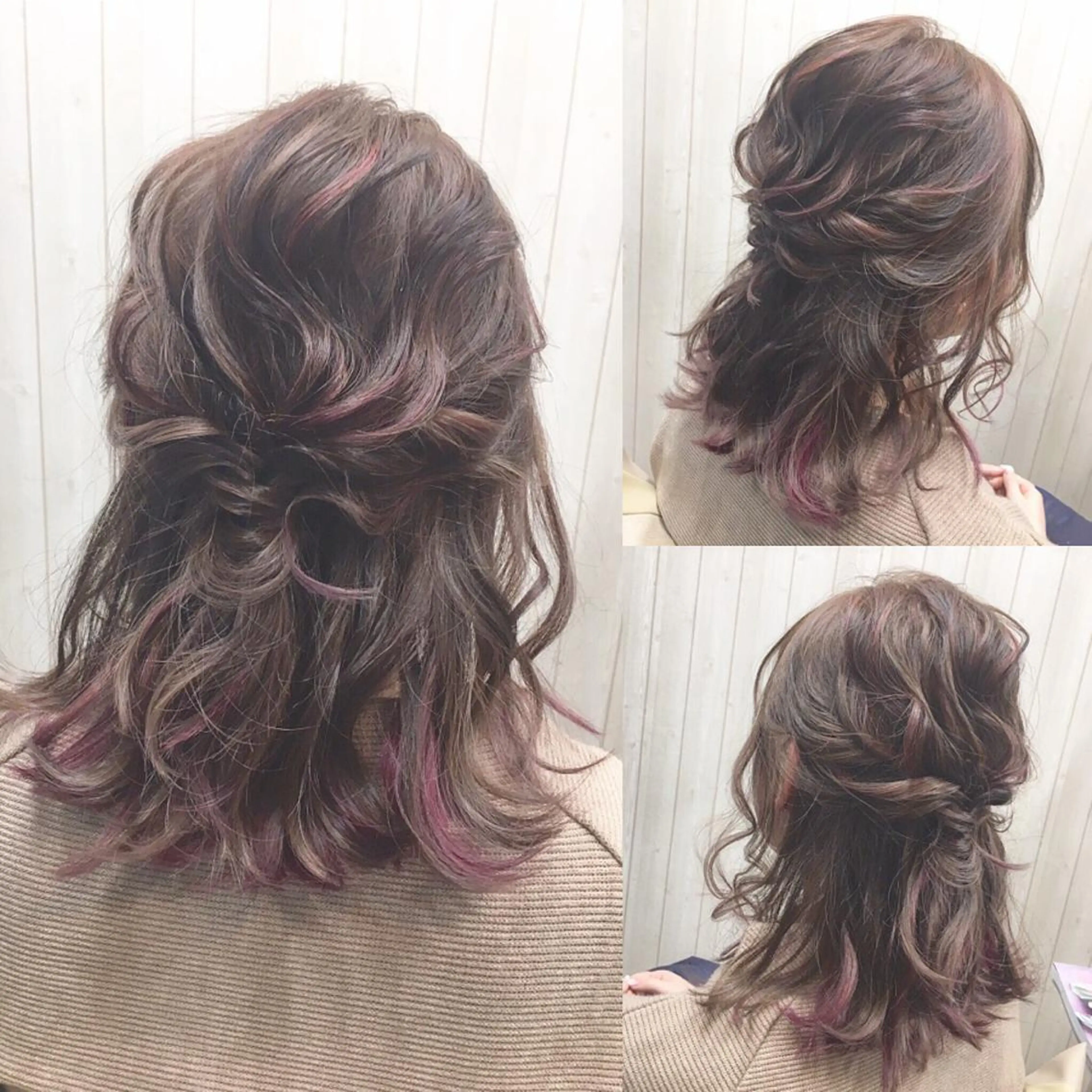 カラー ヘアアレンジ ピンクカラー カット ヘアカラー Partie （パルティー）のヘアスタイル