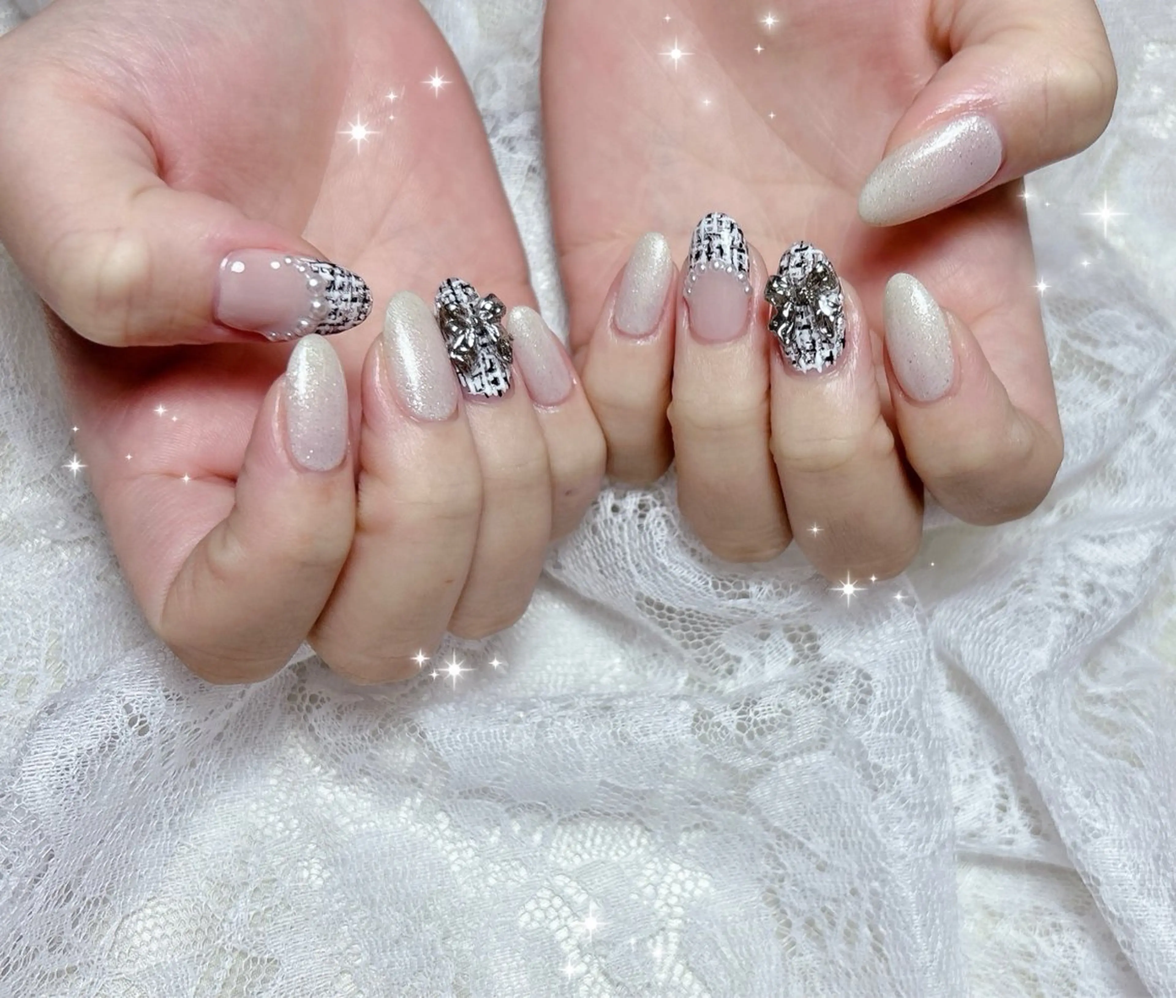 ネイル アートネイル ツイードネイル ハンドネイル FLARE NAIL フレアネイルのネイルデザイン