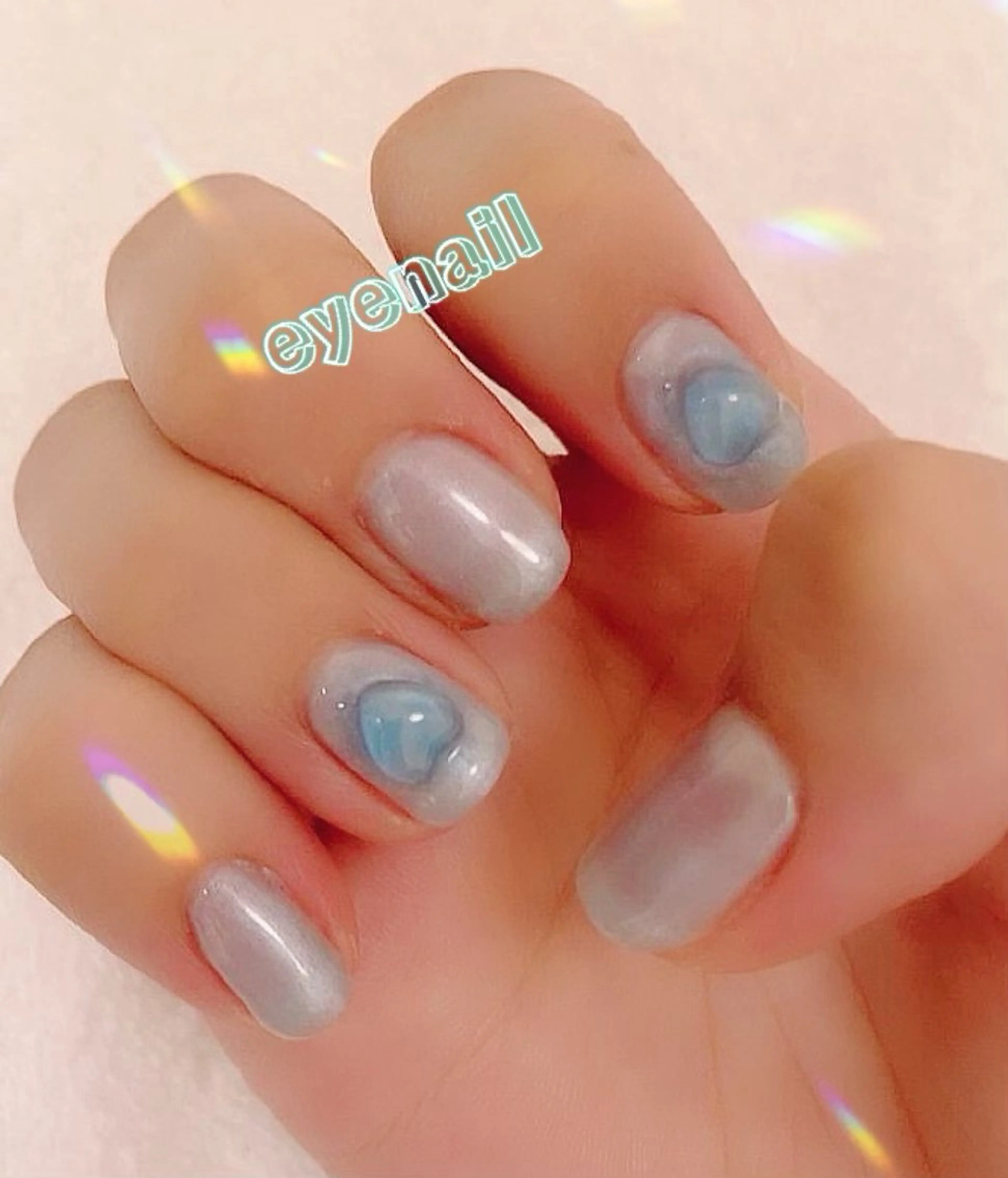 ネイル アートネイル ブルー チークネイル クリアネイル ジェルネイル ハンドネイル Eye nailのネイルデザイン