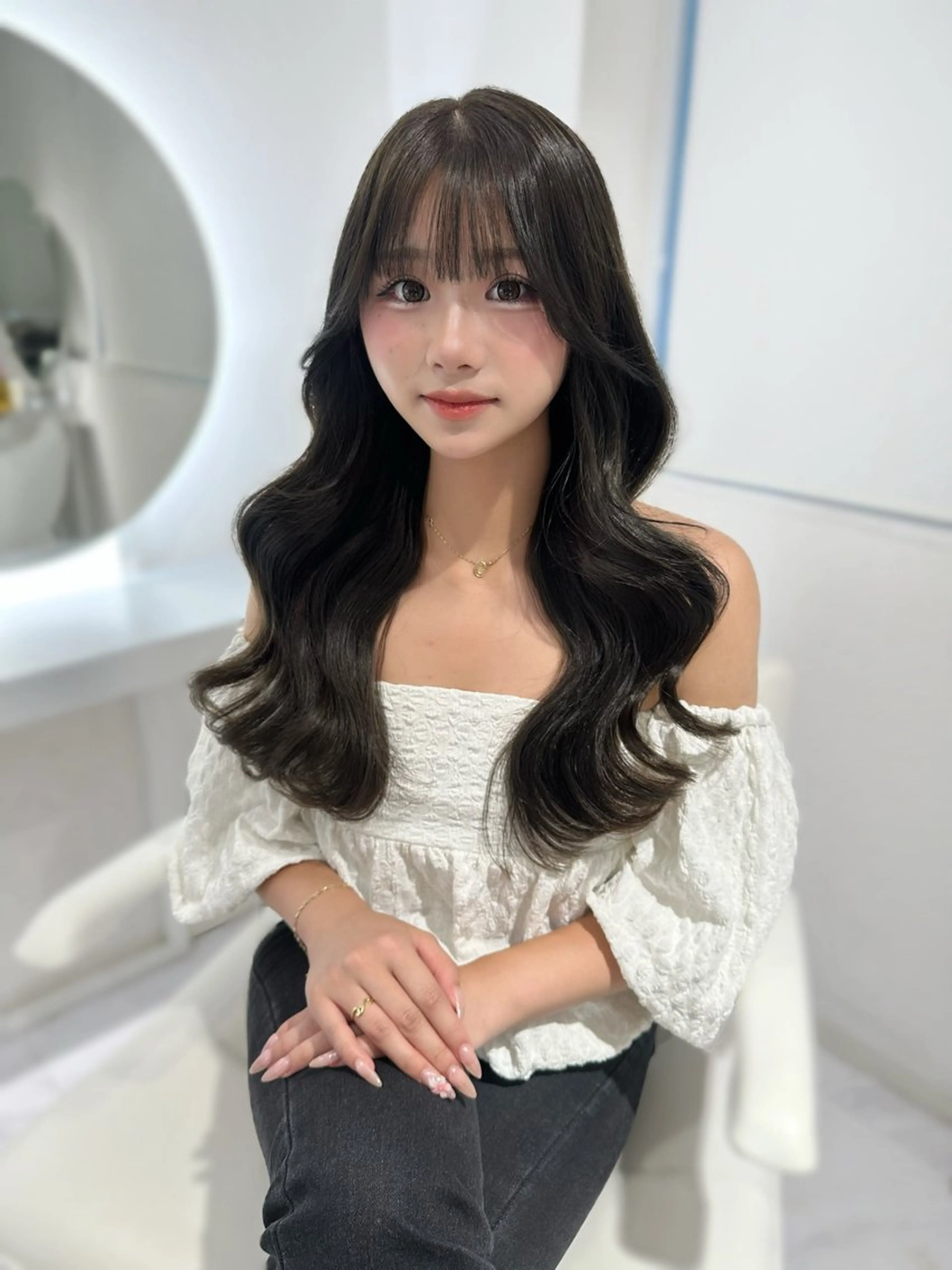 ロング カラー カット ヘアカラー 上野/韓国hair 🤍MOEKA🤍のヘアスタイル