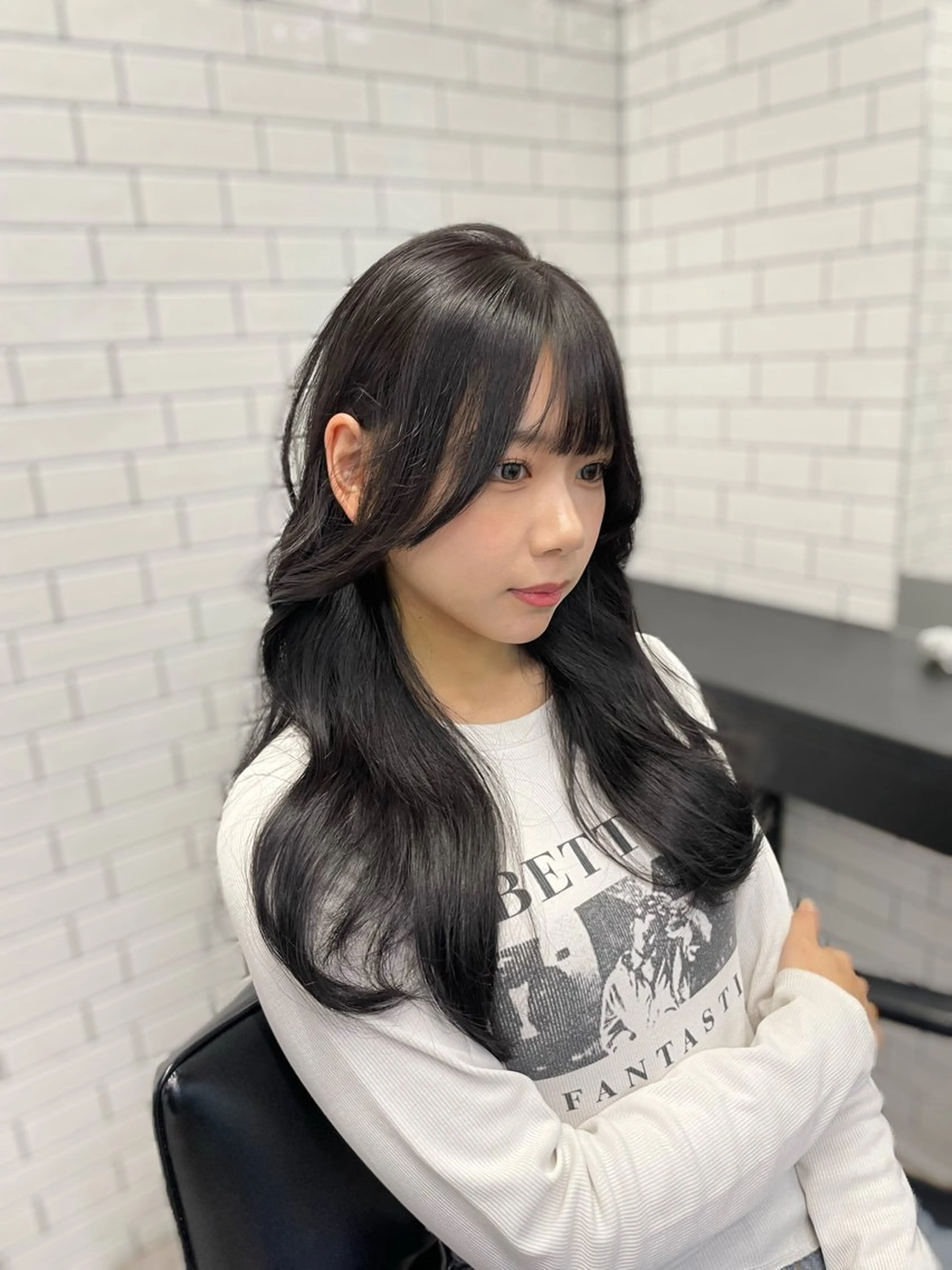 ロング カラー カット ヘアカラー トリートメント ワンホンレイヤー 福岡天神RAIRAのヘアスタイル