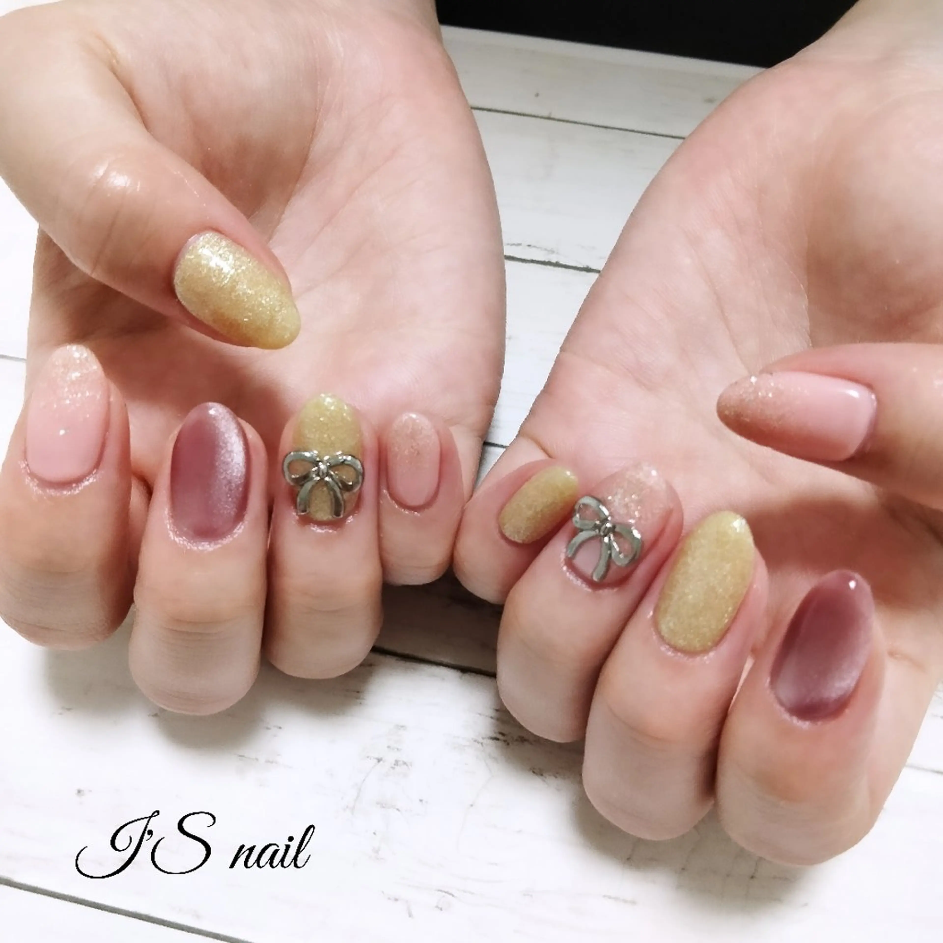 ネイル リボン I'S nail 佐野のネイルデザイン